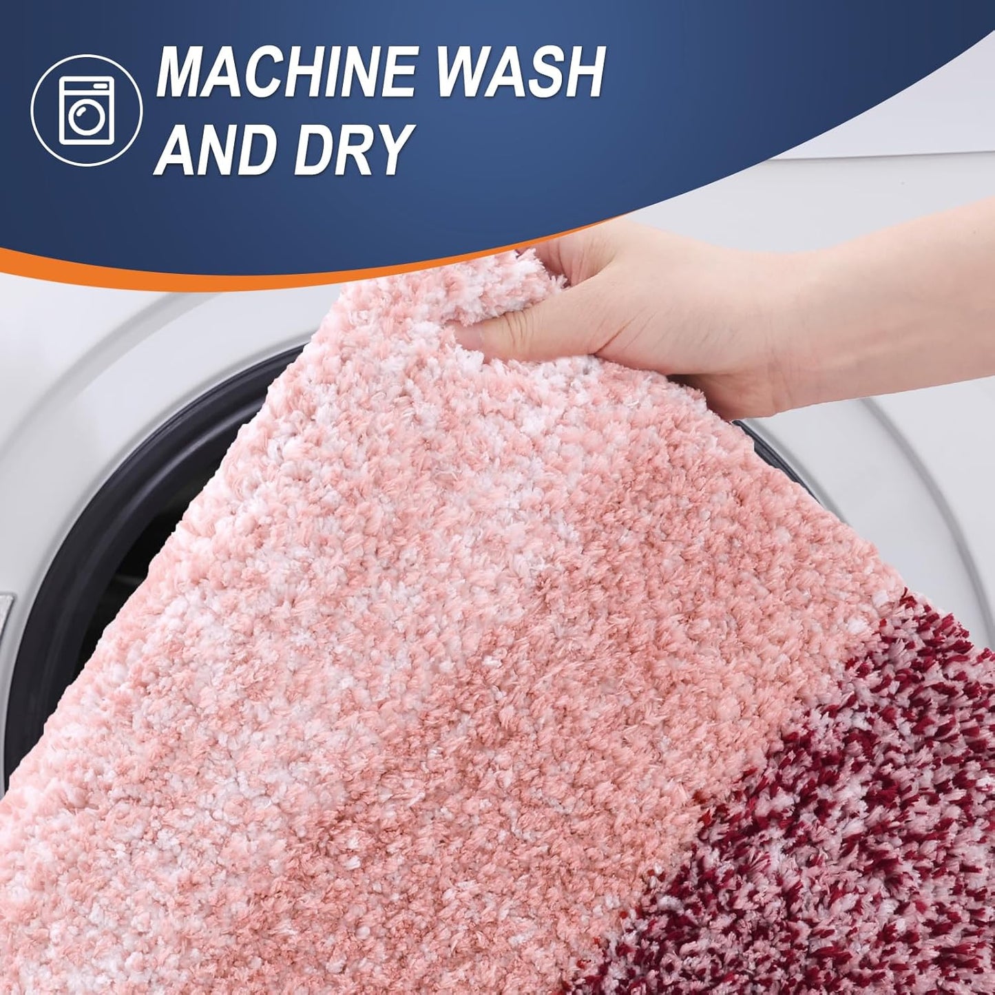 OLANLY Bathroom Rug Set 2 Piece, Soft Absorbent Microfiber Bath Rug Set, Non-Slip, Machine Wash Dry, Plush Shaggy Bath Mats for Bathroom (30"x20"+24"x16", Red)