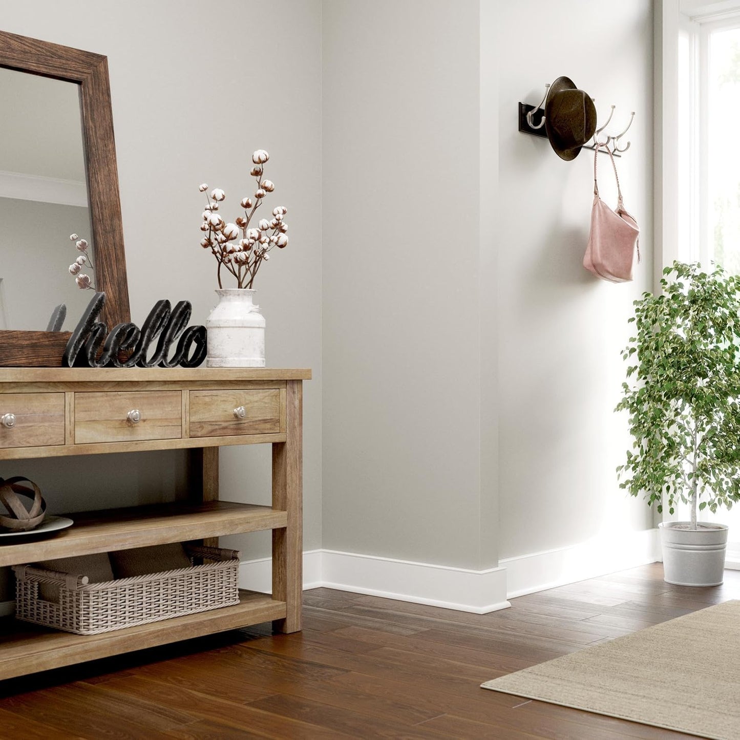 Franklin Brass Pilltop (1-Pack) 27" Coat Rack Wall Mount Matte Black Hat Rack with 5 Hooks Hanging Hook Rail for Clothes, Towels, Purses, Bags, Kitchen, Entry, Closet Organization B46716K-218-R