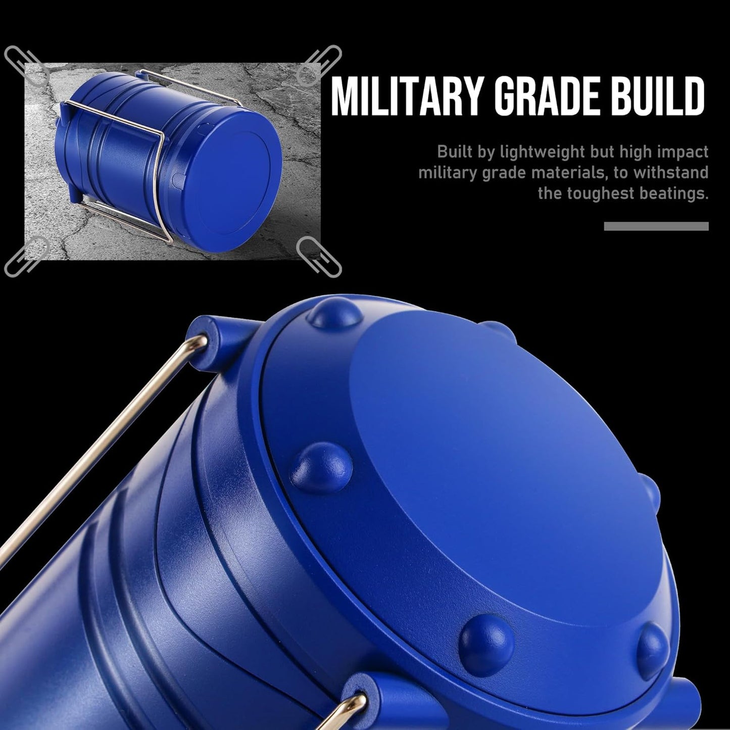 Lichamp LED Camping Lantern, 4 Pack Battery Powered Flashlight for Power Outages, Portable Collapsible Hanging Light Essential for Home, Outdoor, Emergency Lamp Survival Kit Gear for Hurricane, Blue