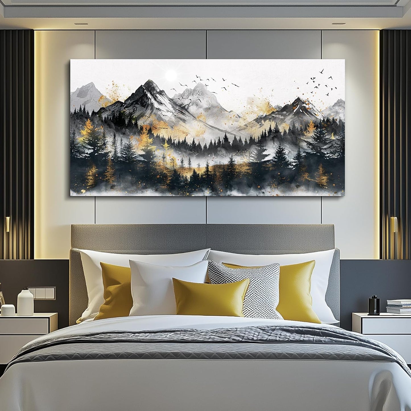 FUHAIHUA Canvas Wall Art For Living Room Large Wall Decorations For Office Bedroom Walls Mural Forest Mountain Landscape Paintings Abstract Wall Pictures Artwork Aesthetic Room Home Decor 30x60 In
