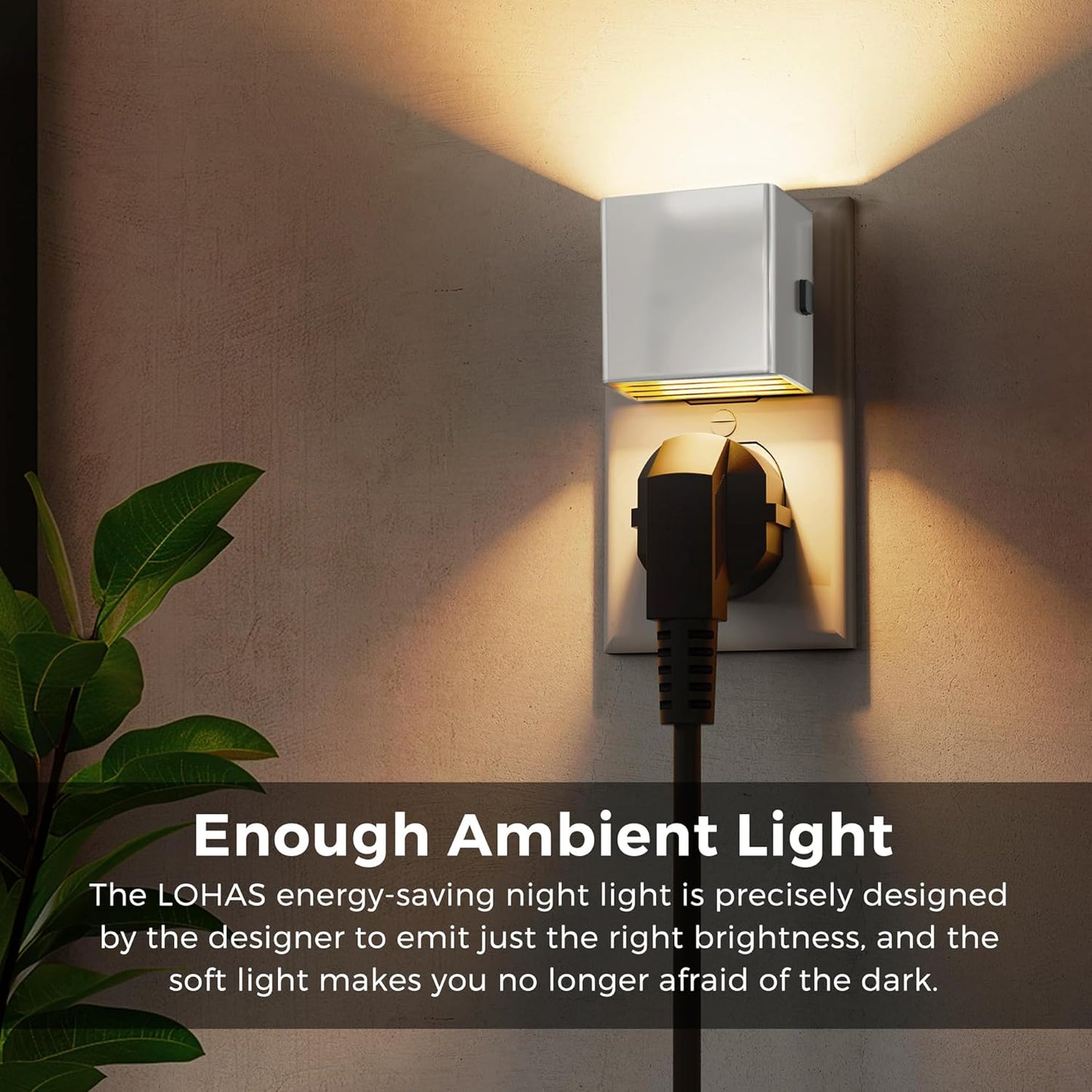 L LOHAS LED Night Light,Night Lights Plug into Wall,[2-Pack] Dimmable Night Light with Light Sensor,3000K Warm White,Silver Nightlight for Bathroom Hallway Kitchen