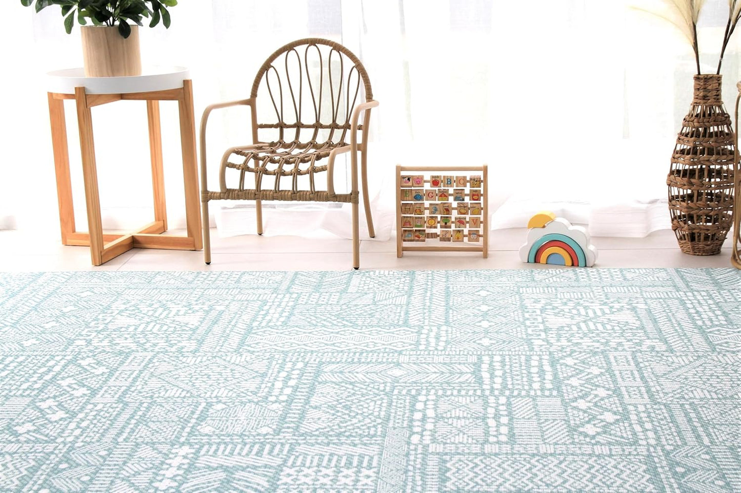 Cushmat Stylish Reversible Foam Play Mat (Large, Explorer - Coral Teal) - Soft, Waterproof, Durable Play mat for Infants, Babies, Toddler, Kids & Grownup - 6.5ft x 4.5ft