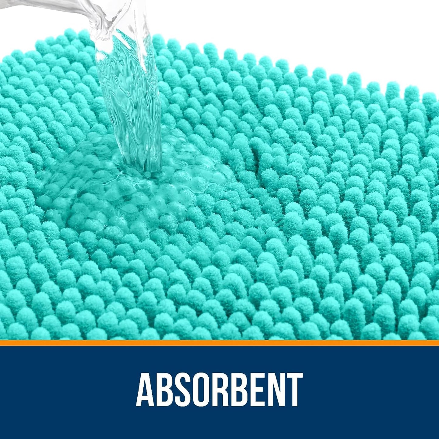 OLANLY Bathroom Rugs Sets 3 Piece, Soft Absorbent Chenille Bath Mats and U-Shaped Contour Toilet Rug, Quick Dry, Home Decor Accessories, Bath Mat Set for Bathroom (36"x24"+24"x16"+24"x20", Teal)