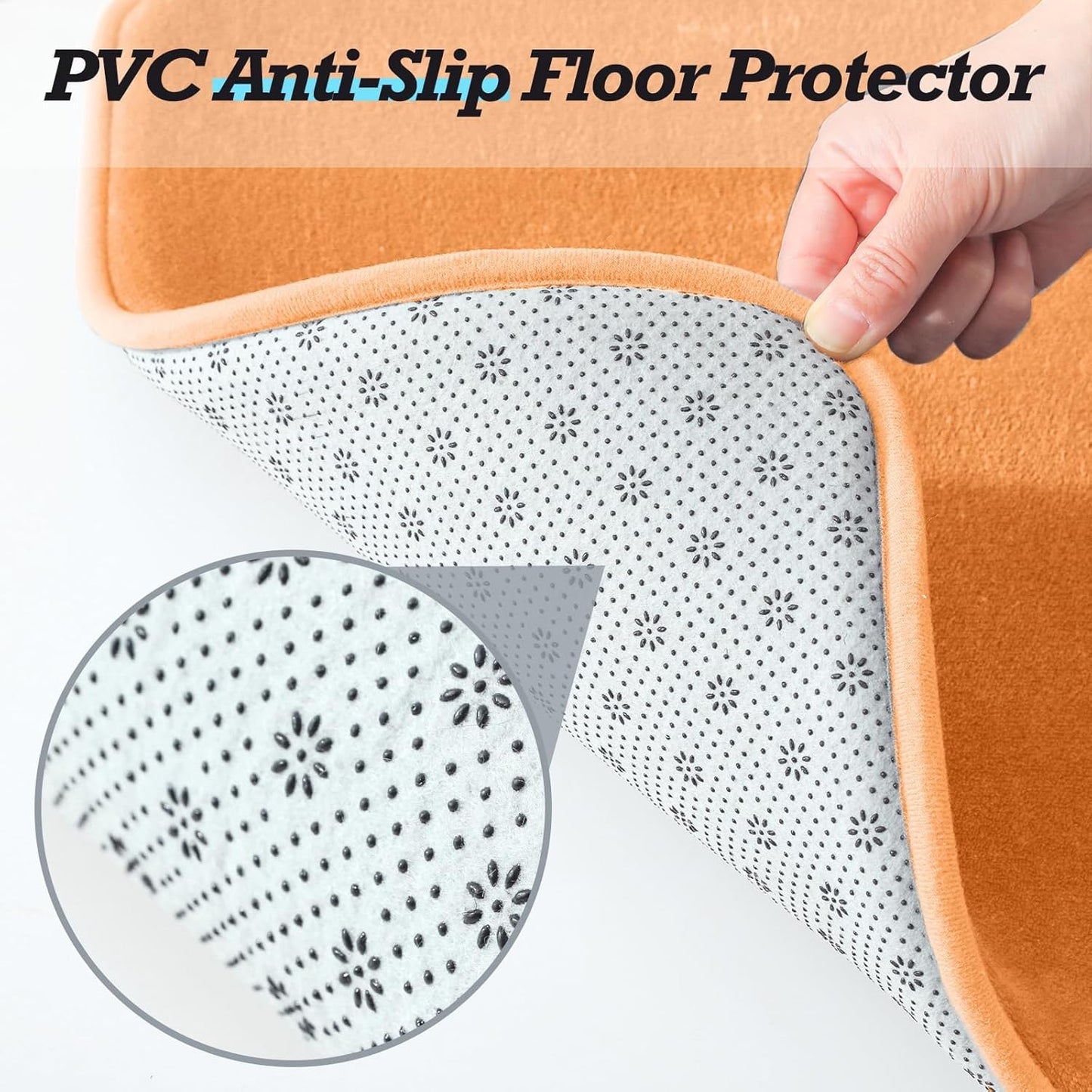 HUXMEYSON Bathroom Rugs Sets 2 Piece, Non-Slip & Quick Dry Bath Mat Set, Ultra Soft Velvet Bath Rugs for Bathroom, Toilet and Shower Floor, Orange