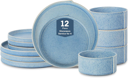 Stone Lain Bao 12-Piece Dinnerware Set Stoneware, Blue