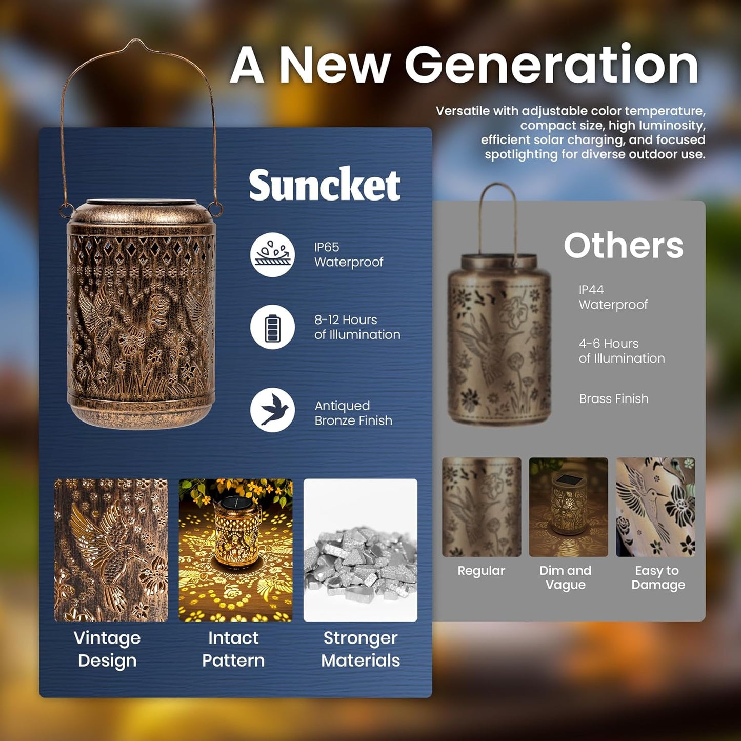 Hummingbird Gifts for Women Mom Solar Lanterns Outdoor Decor Metal Hanging Solar Lights Outside Decoration for Garden Yard Patio Porch