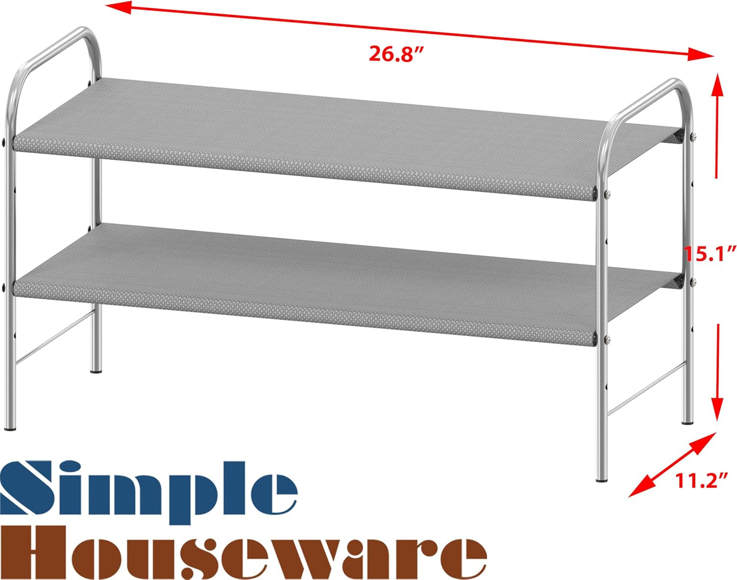 Simple Houseware 2-Tier Shoe Rack Storage Organizer, Grey