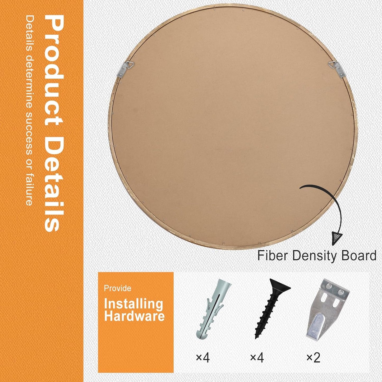 28 Inch Round Mirror, Gold Wood Frame, Wall Circle Mirror, Modern Home Decor, Bathroom Mirror