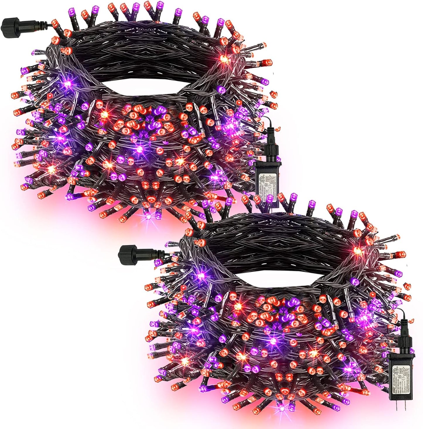 TW SHINE Halloween Lights, 400 LED 132FT Outdoor Halloween Lights Plug in with 8 Modes, Waterproof Light Outdoor, Indoor Decorations for Party Yard Haunted House Decor, Orange and Purple