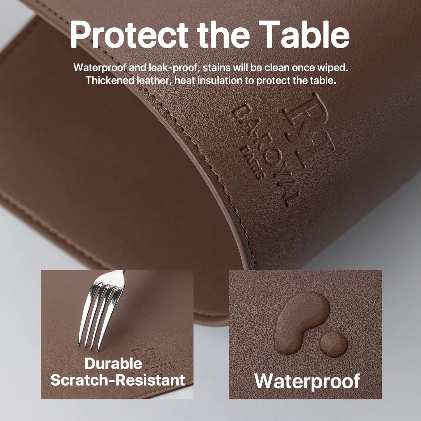 Faux Leather Placemats Set of 4 Vinyl Washable Wipeable Table Mats for Kitchen Dining Table Heat Resistant Waterproof Modern Indoor/Outdoor Placemats Non-Slip Easy Clean Place Mats (Chocolat)