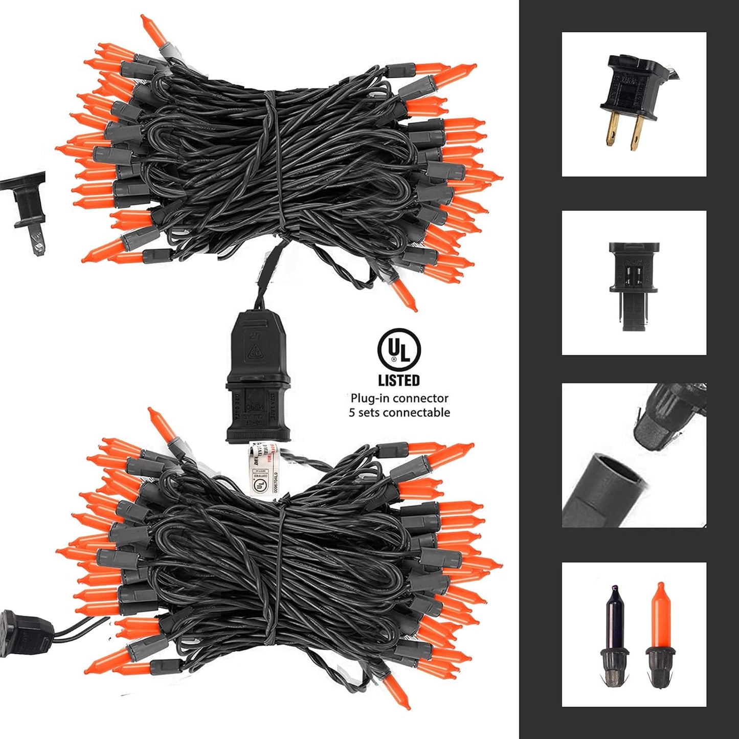 Dazzle Bright Orange Halloween Lights, 40FT 200 Count Mini String Lights, Waterproof Halloween Decorations for Outdoor Indoor Patio Home Party Garden Yard Decor