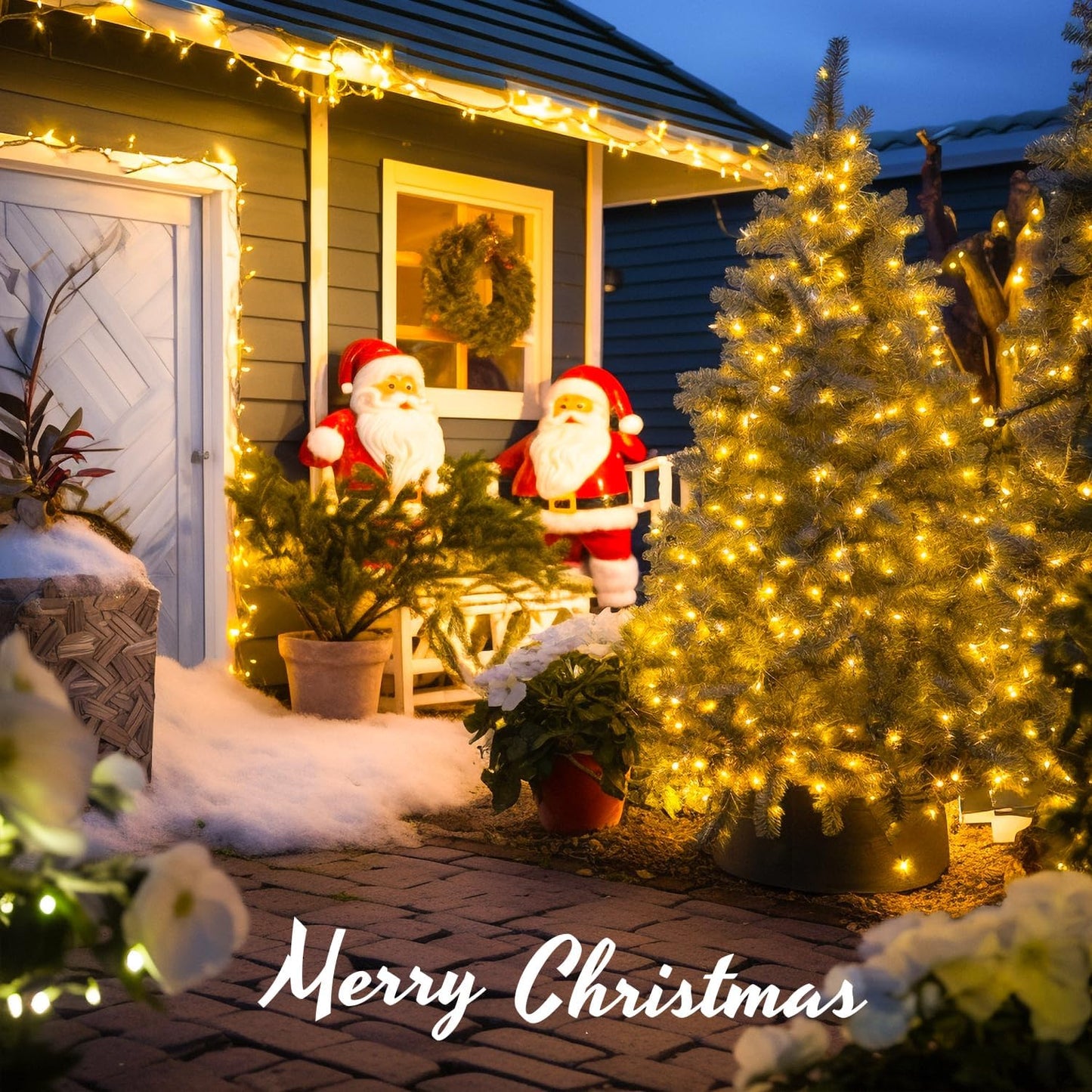 JMEXSUSS 500 LED Warm White Christmas Lights Indoor Outdoor, 163ft Clear Wire Plug-in String Lights Bedroom, 8 Modes Remote Control Christmas Tree Lights for Christmas Bedroom Tree Classroom