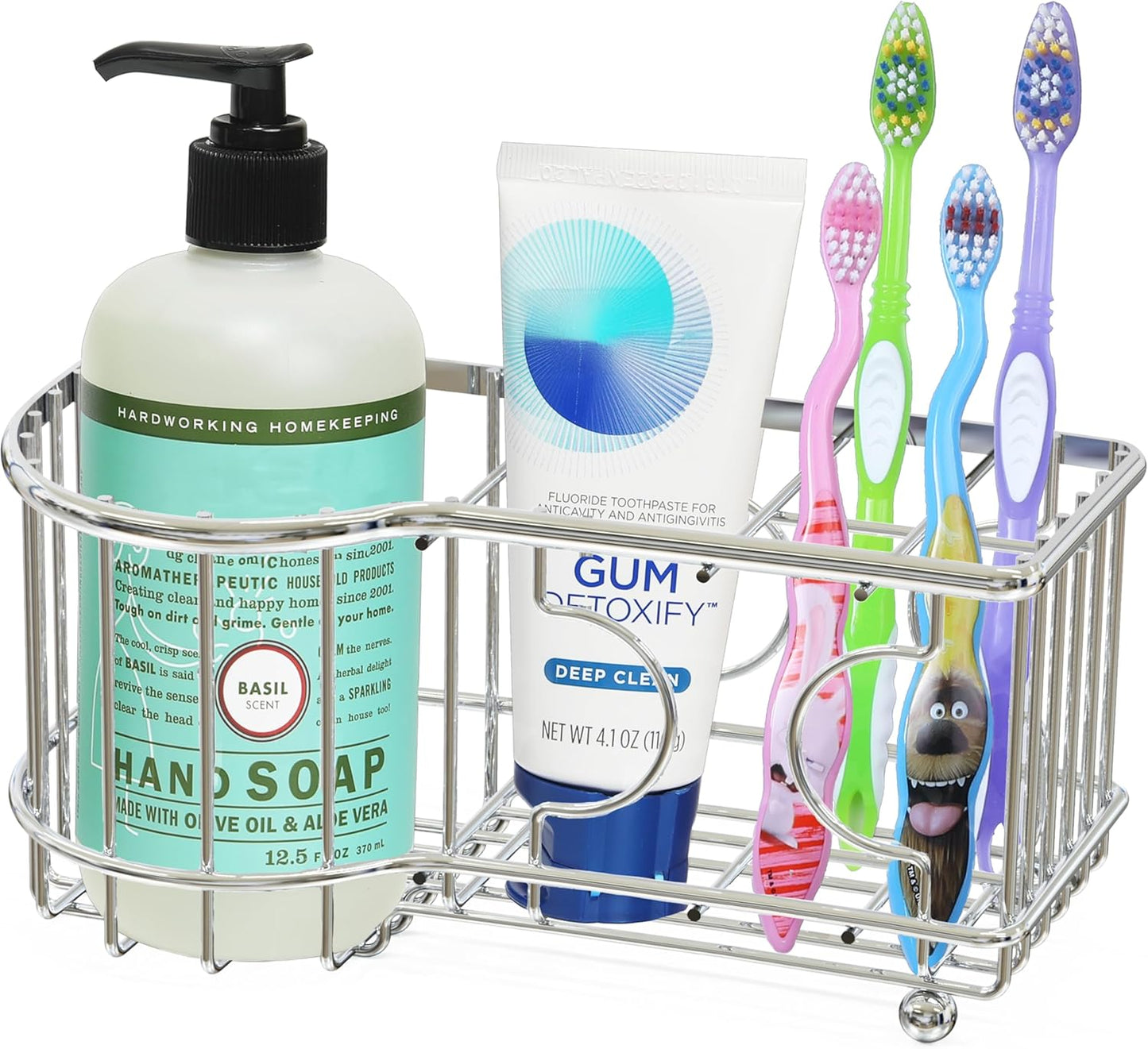 Simple Houseware Multi-Functional 6 Slots Toothbrush Holder, Chrome