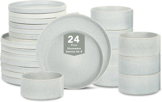 Stone Lain Bao 24-Piece Dinnerware Set Stoneware, Blue-Grey