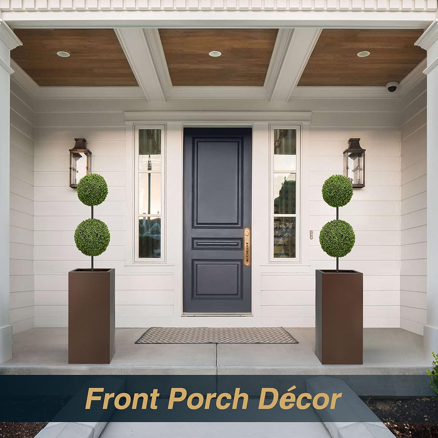 Wallowa Metallic Heavy Tall Outdoor/Indoor Planter Box 14Lx14Wx30H Inches, Rectangular Tall Planter, Large Flowerpot, ‎25 Pounds, Espresso, No Assembly Required 1 Pack