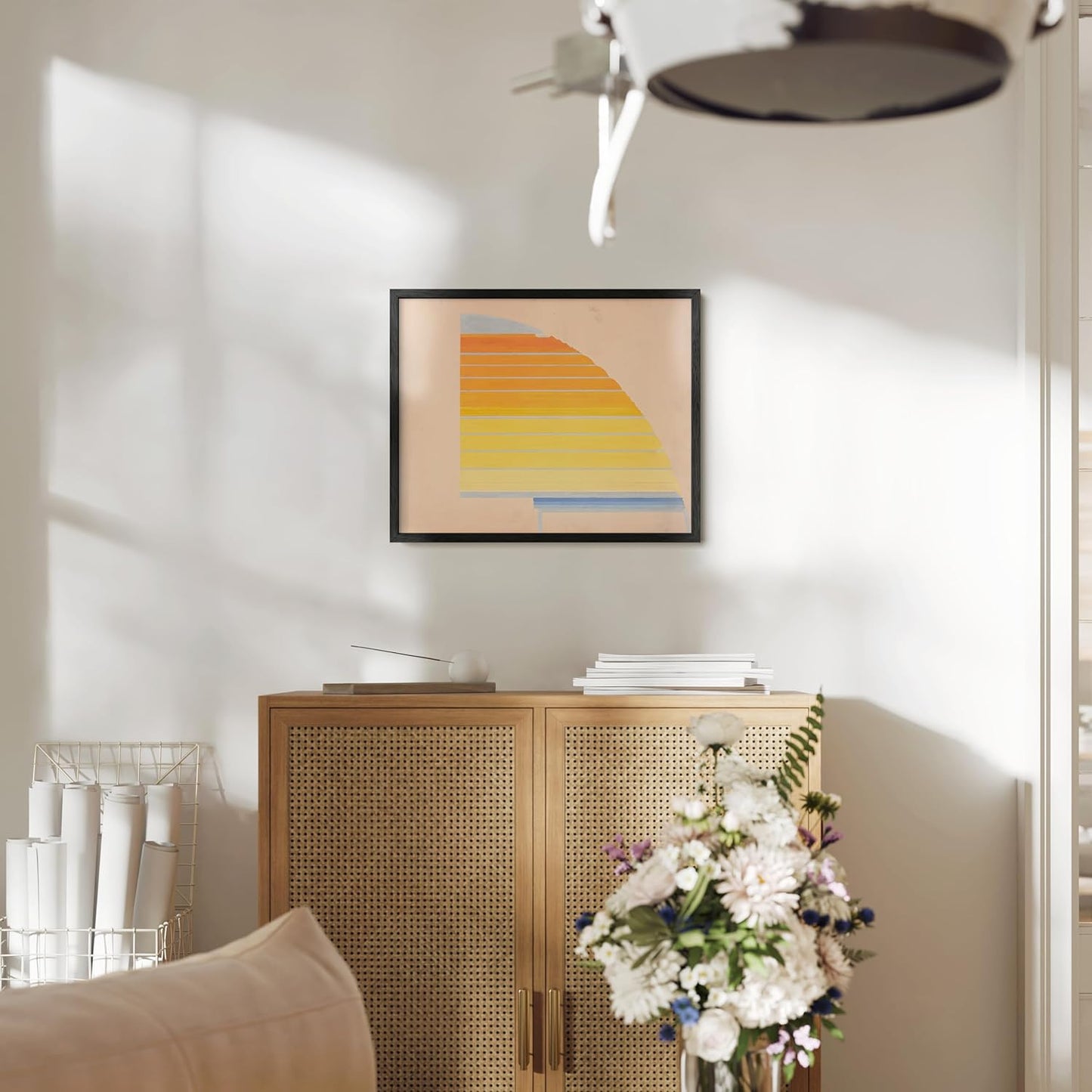 HAUS AND HUES Colorful Abstract Wall Art - Minimalist Retro Picture for Living Room Decor, Red and Pink Modern Wall Art Painting (Winold Reiss, Black Frame, 16x20)