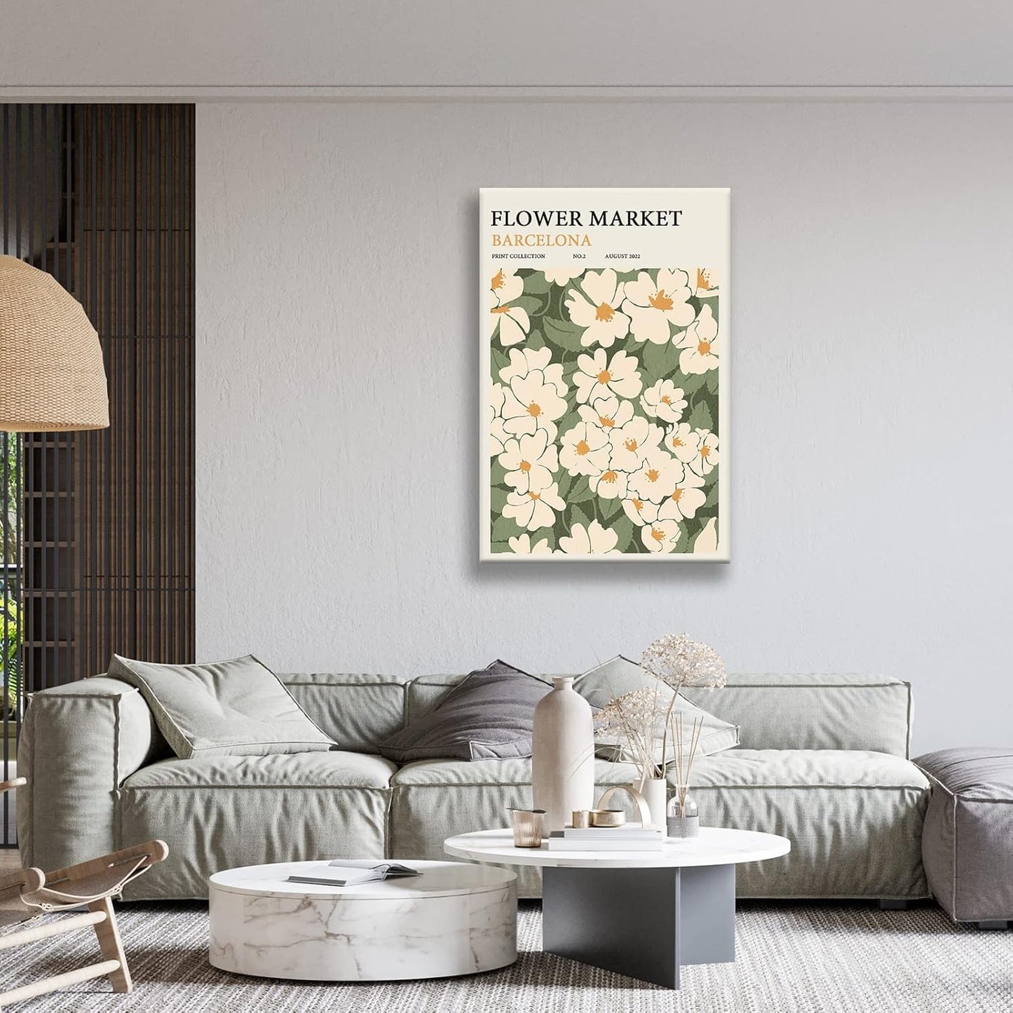 Zzuyi Flower Market poster Decor Green And White Fresh Art poster Canvas poster for Living Room, Bed Room, Office Home Decoration Gift- 20X30 In Unframed