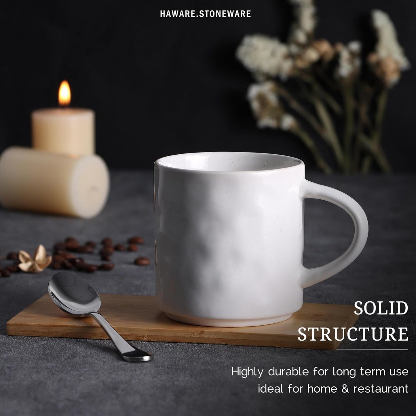 HaWare Dinnerware Sets, 16-Piece Stoneware Plates and Bowls Set, Elegant Ceramic Dish Set for 4, Chip and Scratch Resistant, Microwave and Dishwasher Safe, Speckled White