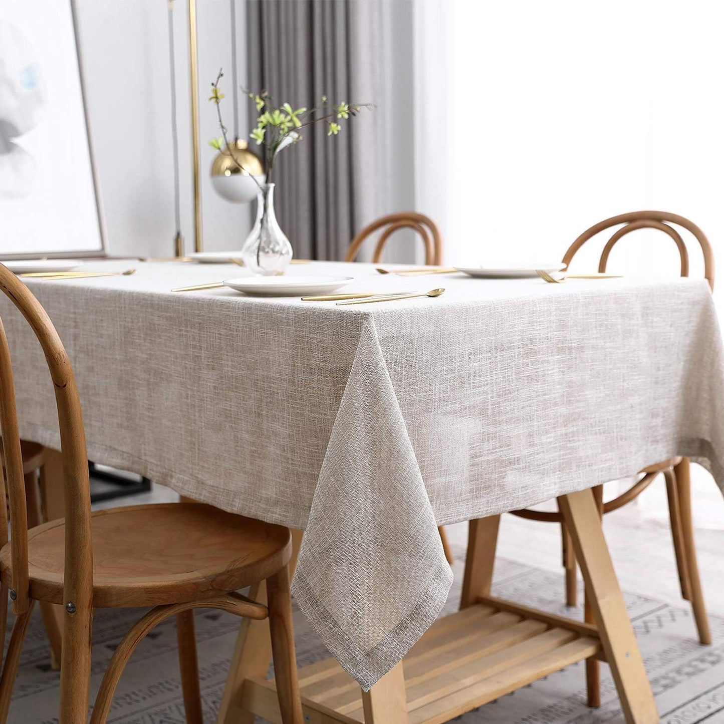 maxmill Flaxy Faux Linen Tablecloth with 2-Tone Slubby Texture Wrinkle Free Anti-Shrink Soft Table Cloth for Kitchen Dining Tabletop for Outdoor and Indoor Use Rectangle 60 x 84 Inch Linen
