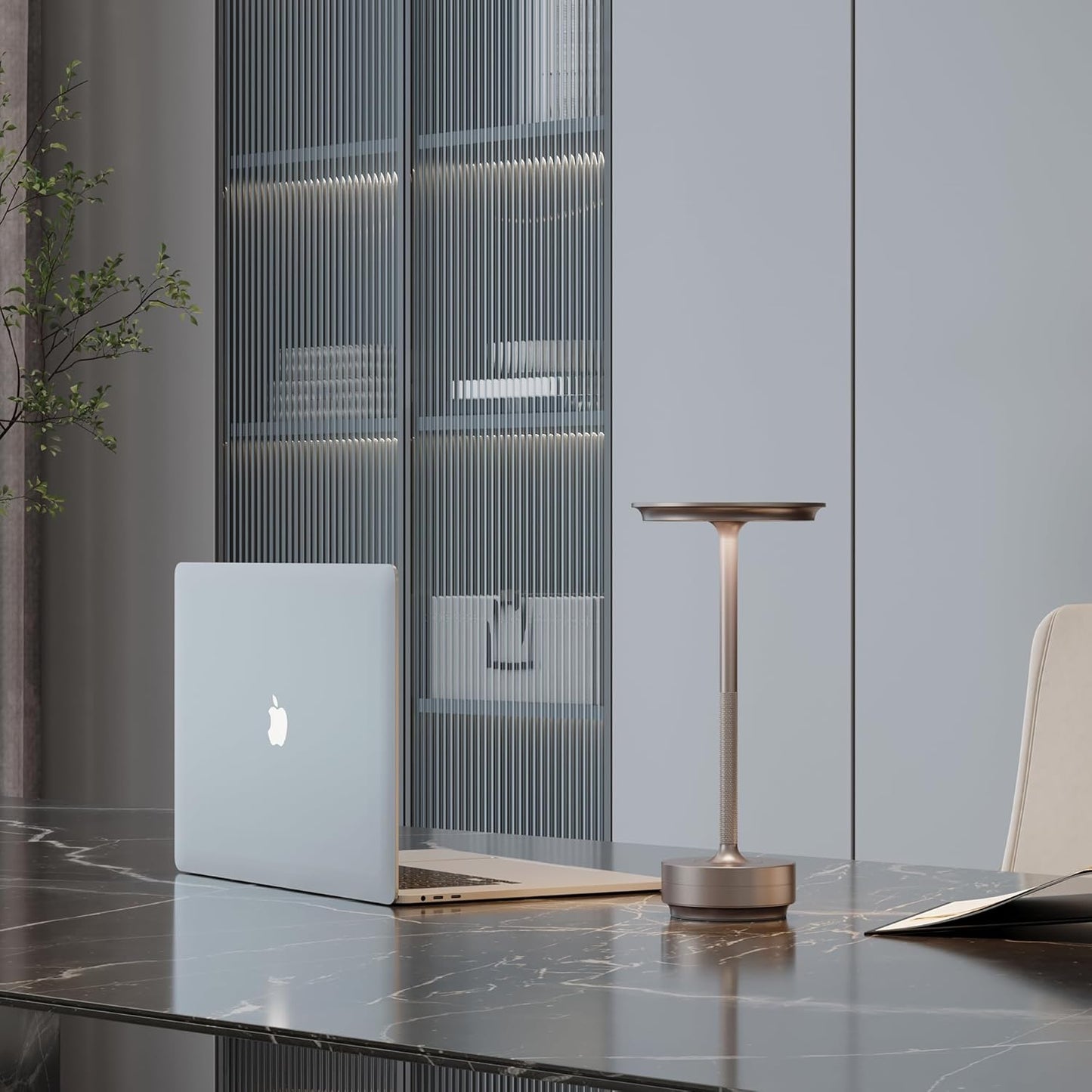 2 Pack Rechargeable Cordless Table Lamps, 5000mAh Portable LED Table Light, 3 Color Stepless Dimming Battery Powered Metal Table Lamp for Outdoor/Home/Restaurant.(Champagne Gold)