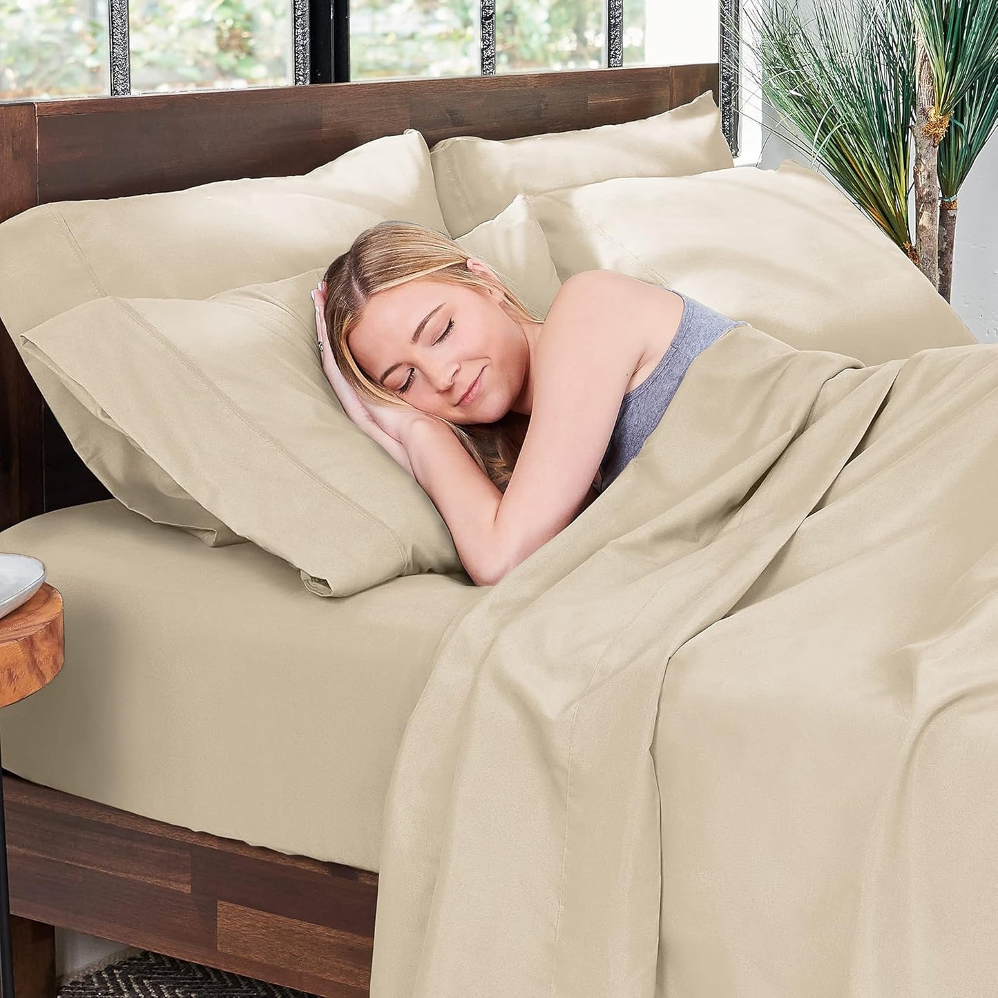 Hotel Sheets Direct 4 Piece Bed Sheet Set Full Size, 100% Viscose Derived from Bamboo Sheets Set with 2 Pillowcases, Cooling & Breathable Luxury Bedding, Moisture-Wicking & Silky Soft, Light Yellow