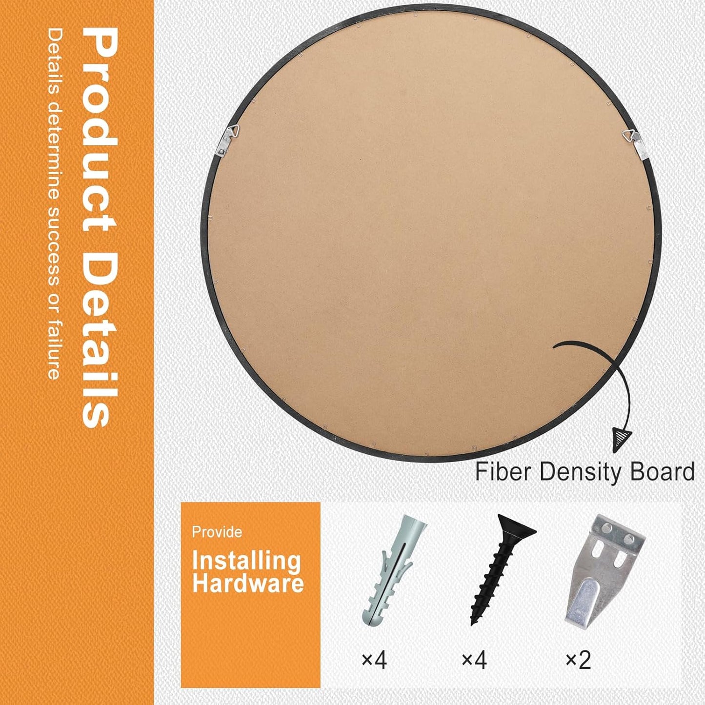 Round Mirror 24 Inch, Black Wood Frame, Wall Circle Mirror for Bathroom, Nursery, Living Room Decor