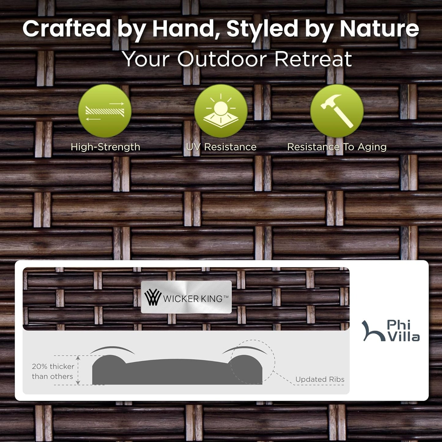 PHI VILLA Outdoor Dining Set for 6, All-Weather Patio Table and Chairs Set with Umbrella for 6, Heavy Duty Rectangle Patio Table Set for Deck, 6 Extra Large Outdoor Swivel Chairs with Thick Cushions