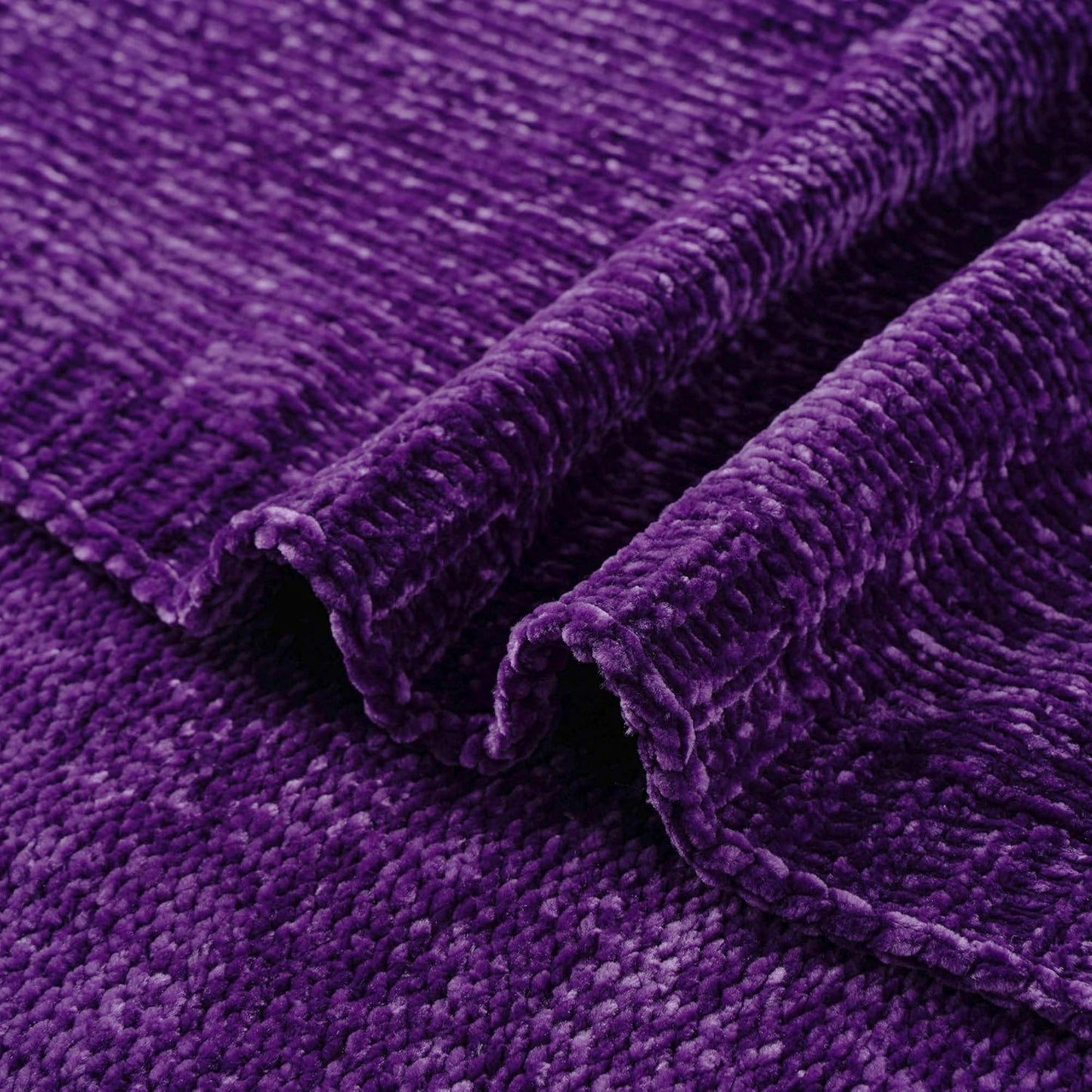 BATTILO HOME Chenille Knitted Throw Blanket for Couch, Decorative Cozy Dark Purple Throw Blanket for Bed Sofa Outdoor, Super Soft Purple Blankets Chenille Blankets for Home Decor, 51"x67"