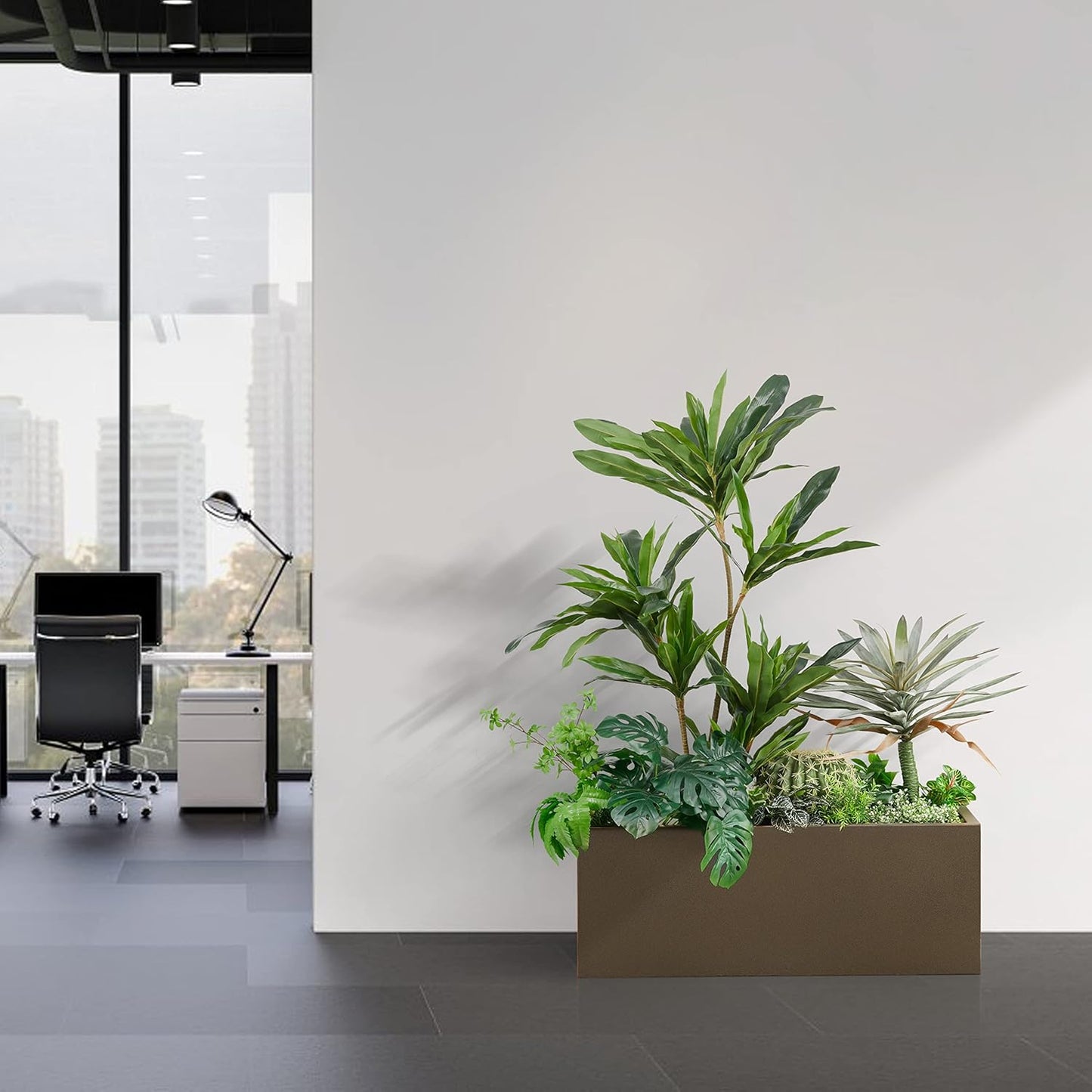 Wallowa Metallic Heavy Long and Large Outdoor/Indoor Planter Box, 38”Lx15”Wx15”H, 40Pounds, Espresso