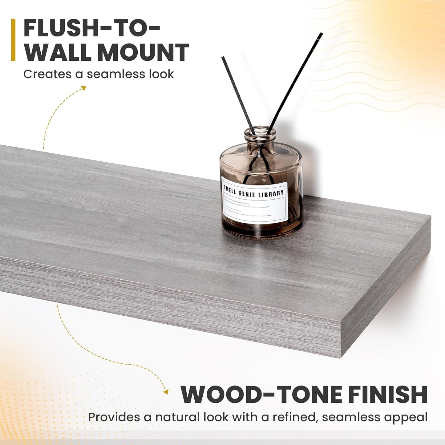 30 Inch Floating Shelves, 9.3" Deep Floating Shelf Wall Mounted, 30" Wall Shelves, Rustic Deep Bookshelf, Large Display Shelves & Storage Shelves for Bedroom, Living Room, Gray, Set of 2