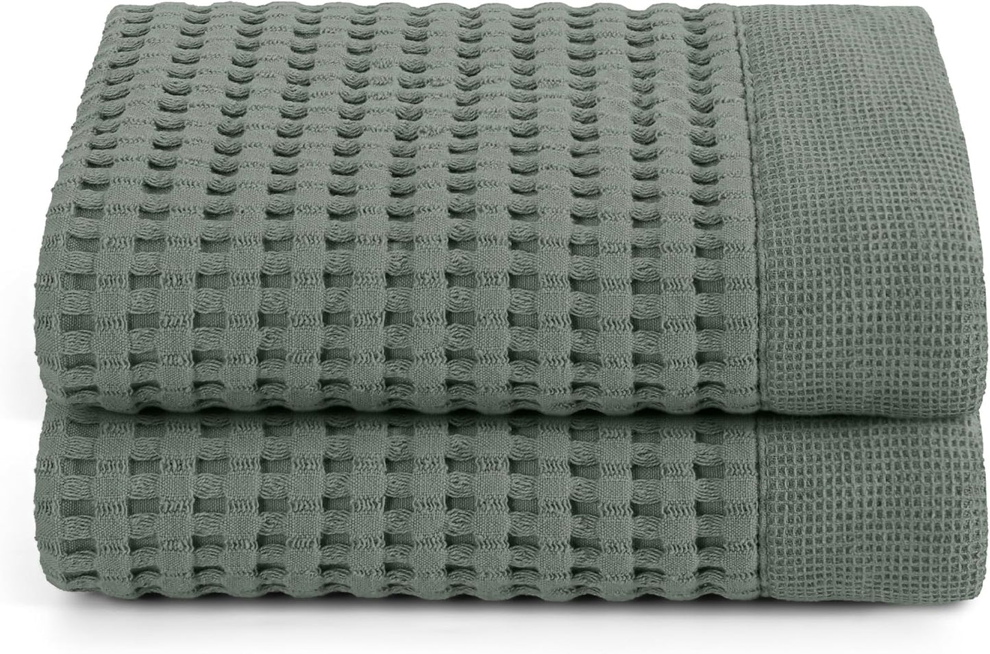 GILDEN TREE Waffle Hand Towels for Bathroom Quick Dry Large Luxury Lint Free Super Absorbent Cotton Hand Towels Set of 2, Modern Style (Sage Grey)