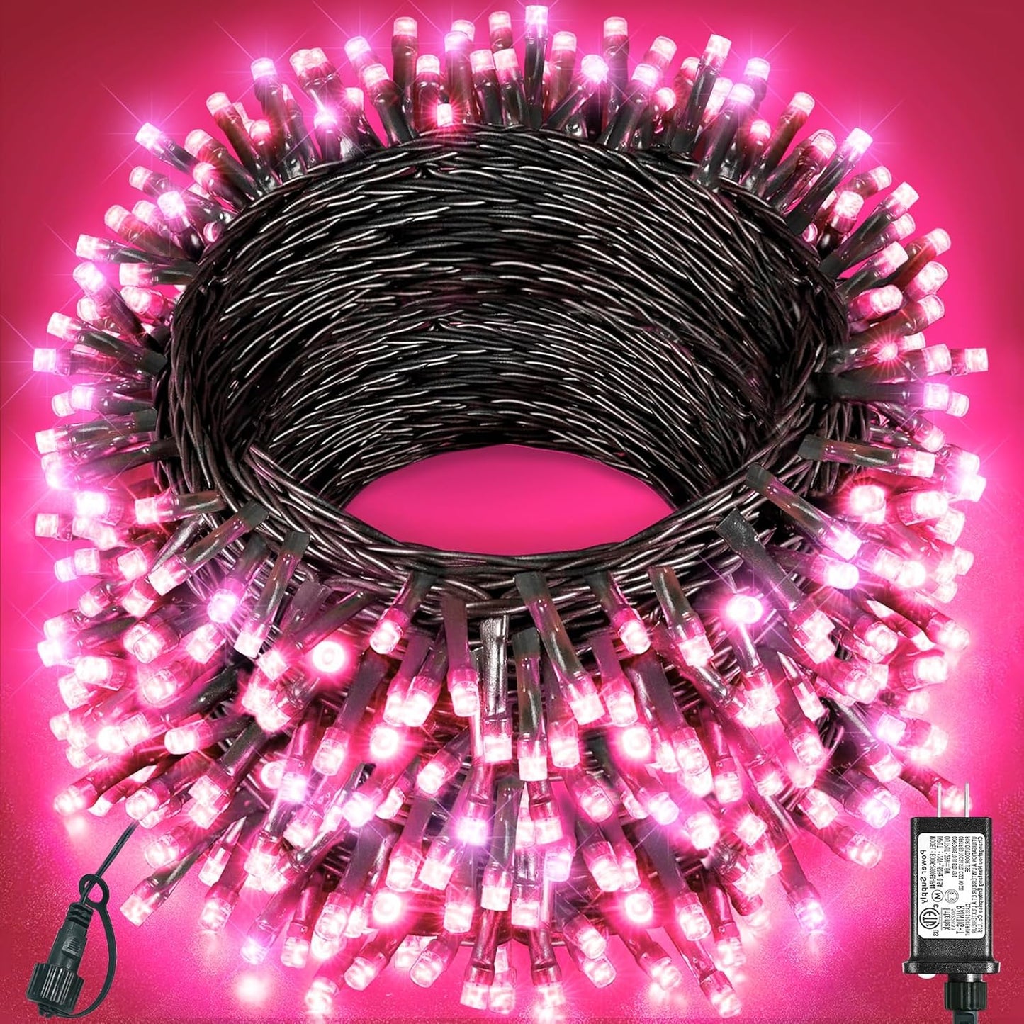 Christmas Lights Outdoor, 157FT 480 LED Plug in Christmas Tree Lights Waterproof, 8 Modes Fairy String Light for Indoor Bedroom Garden Patio Porch Xmas Wedding Party Decorations, Pink