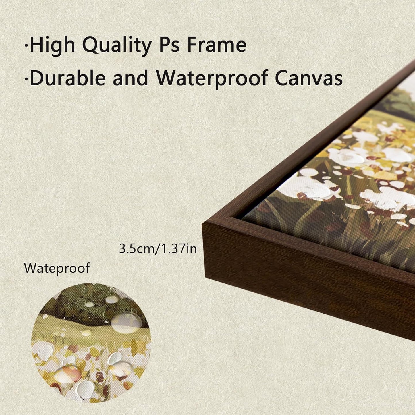 Framed Vintage Landscape Wall Art - Hand-Painted Wildflowers Field Canvas Classic Oil Painting, Meadow Full of Flowers Rustic Decor,Modern Farmhouse Wall Pictures Bedroom Kitchen Office Decor 24.5x17