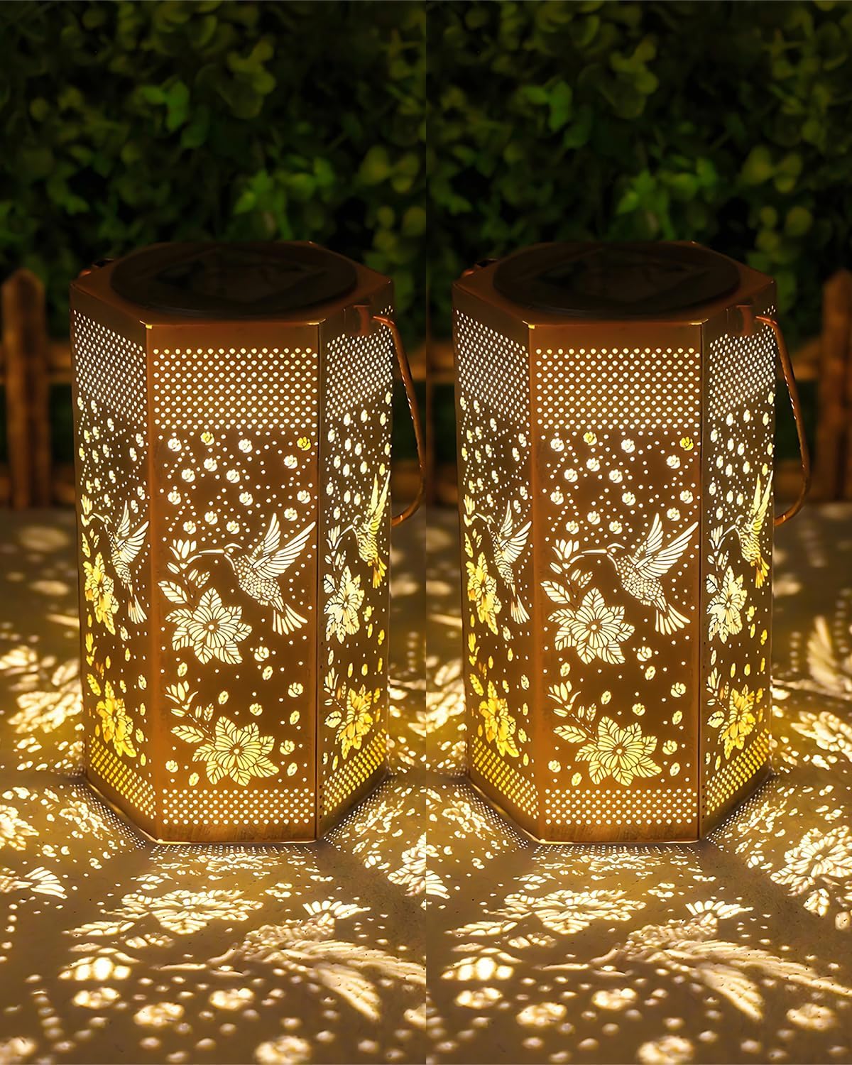 Birthday Gifts for Women Men - Father Day Gifts, Garden Decor Solar Lights Outdoor, 2 Pack Hummingbird Solar Lantern Outdoor Waterproof Outdoor Decoration for Outside, Yard, Lawn, Patio Deals