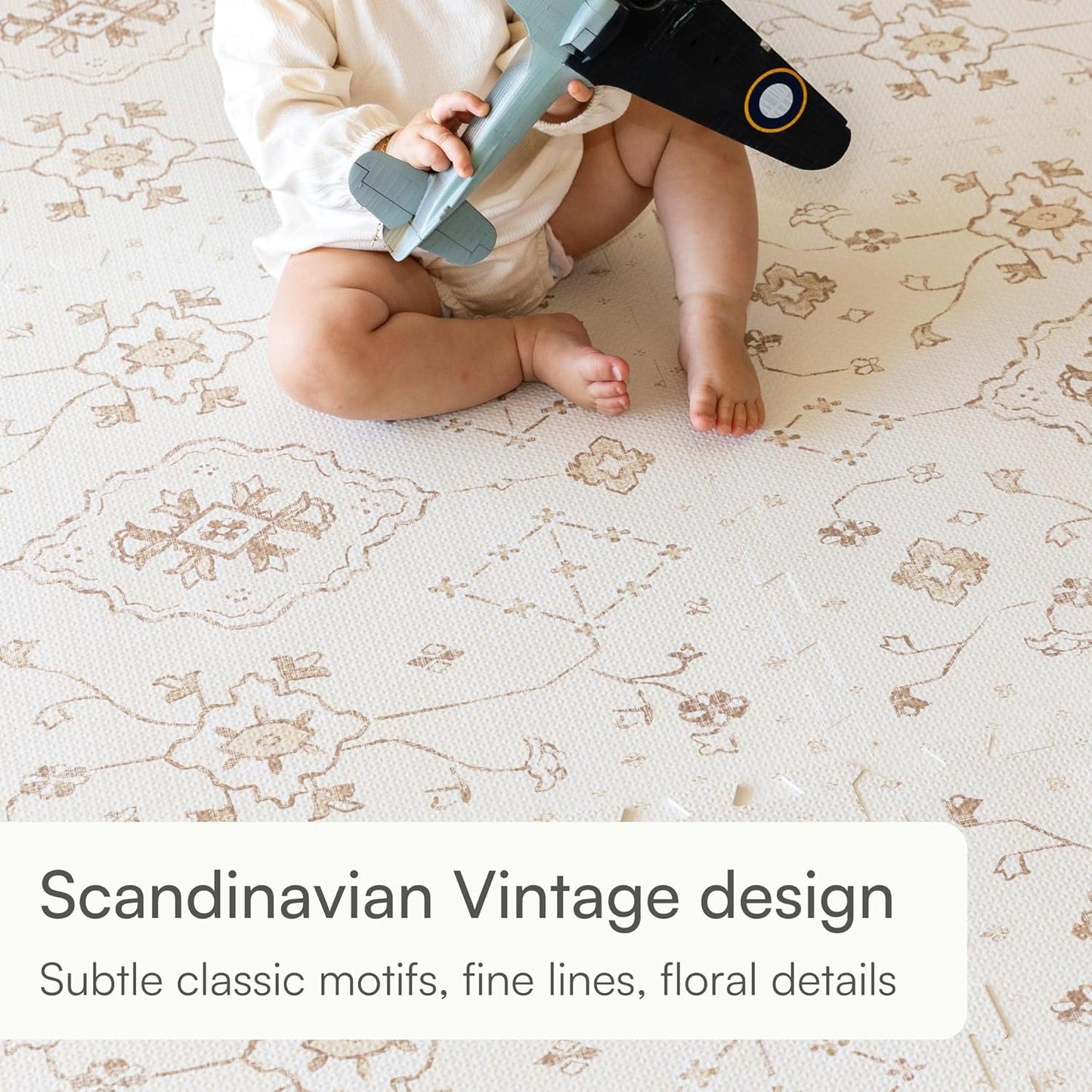 Lillefolk Baby Play Mat for Floor – 6x8ft Vintage Vanilla | Soft Non Toxic Premium EVA Foam Tiles for Tummy Time, Crawling & Playroom – Waterproof Floor Mat for Babies & Toddlers (12 Tiles)