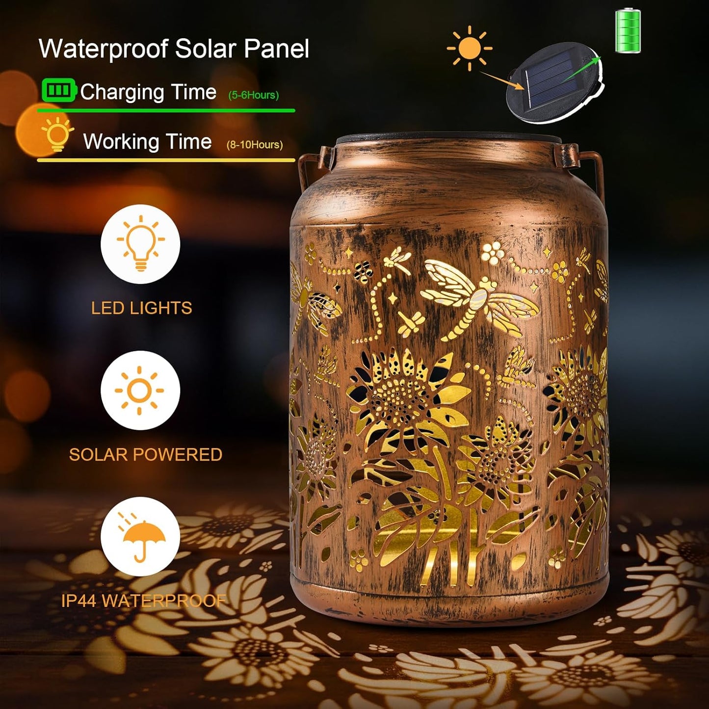 Sunflower Solar Lantern, Birthday Gifts for Women, Outdoor Waterproof LED Decorative Garden Lights for Lawn, Landscape, Patio, Porch Hanging Solar Lights for Ladies, Mom, Grandma