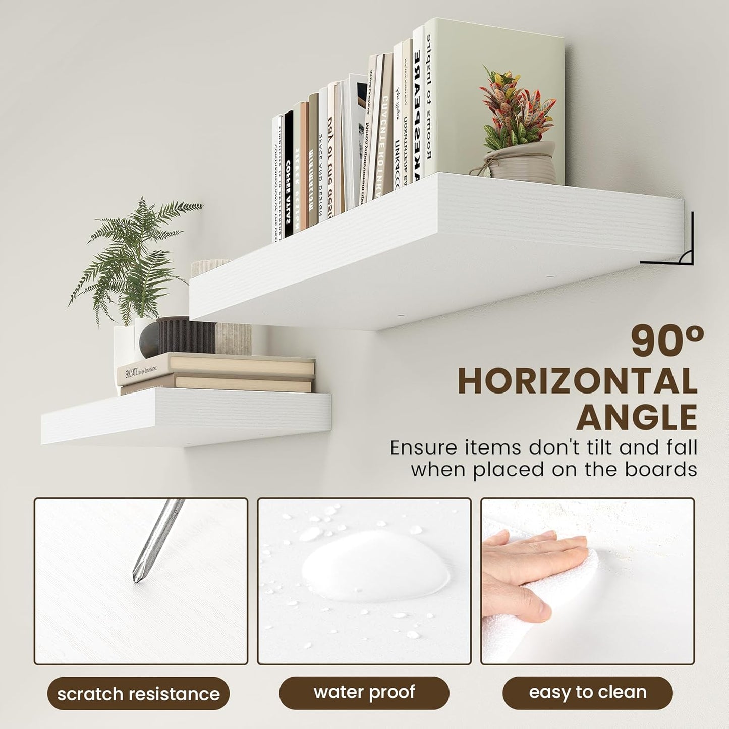 30 Inch White Floating Shelves for Wall - 30 Inch Wide x 12 Inch Deep Floating Shelf Set of 1 - Large Wide Wood Wall Shelves - Bookshelf Laundry Shelf TV Shelf