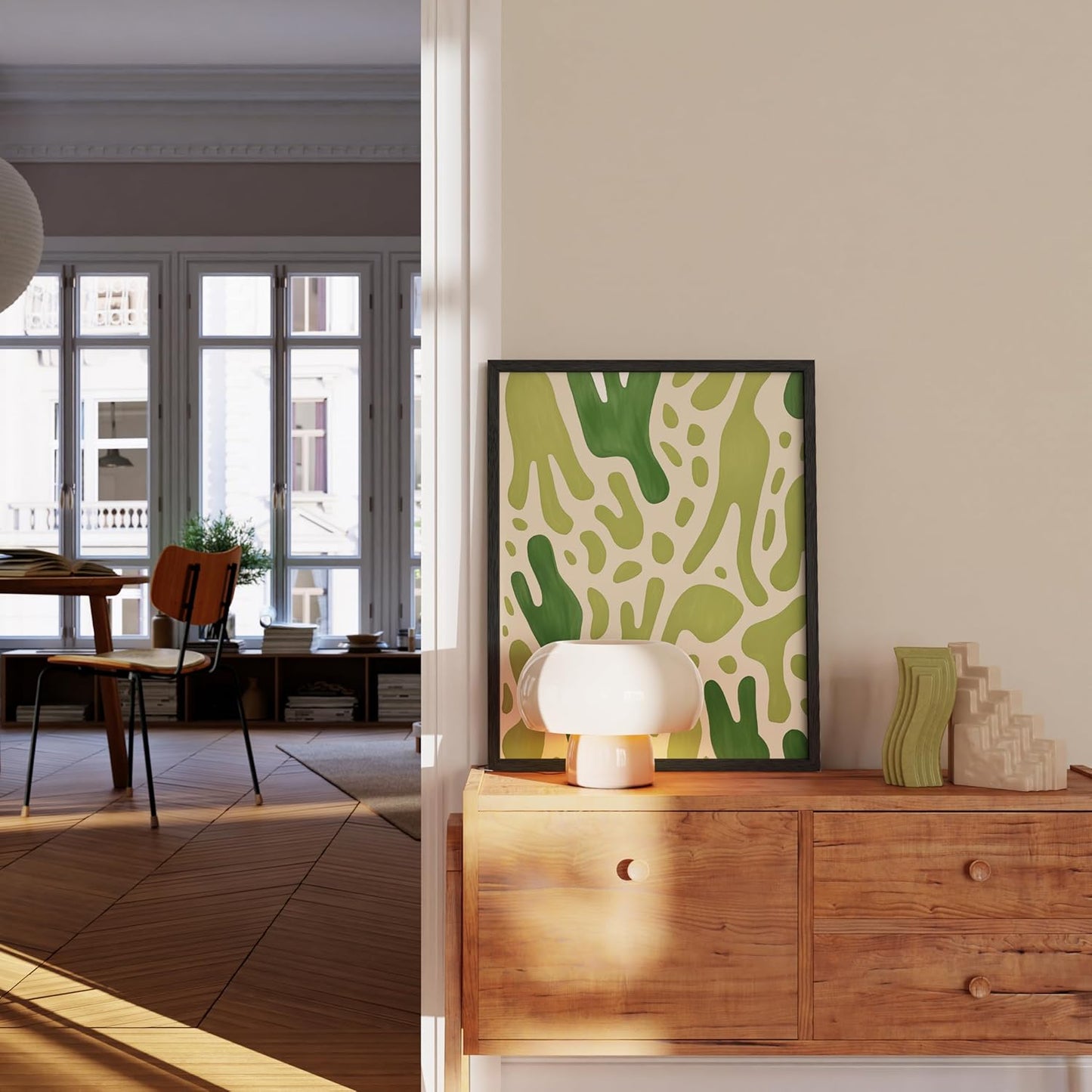 HAUS AND HUES Modern Abstract Wall Art - Blue and Green Living Room Art, Modern Artwork for Walls, Minimalist Picture for Living Room(Green Pattern, Unframed, 16x20)