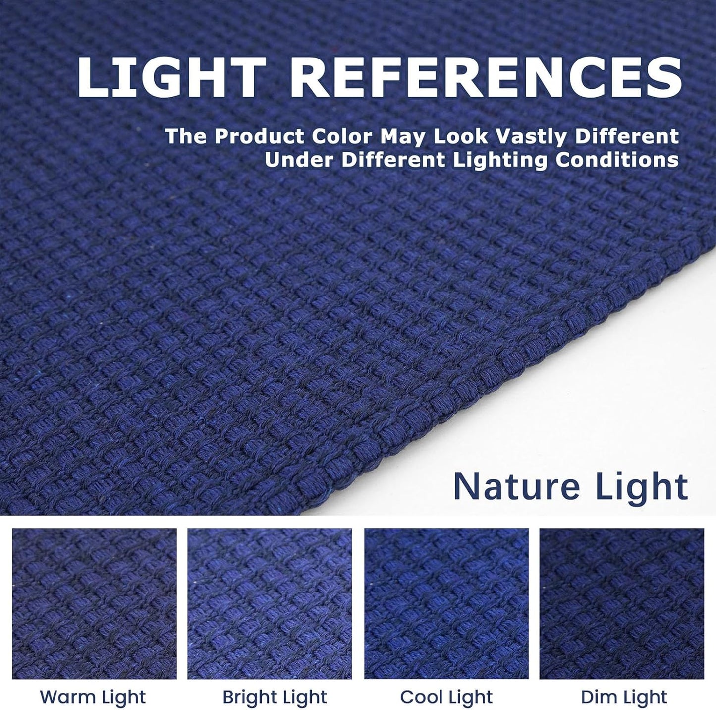 KOZYFLY Washable Area Rug 5x7 ft Rubber Backed Non Slip Rugs for Living Room Braided Cotton Bedroom Rug Woven Office Rugs Indoor Floor Carpets for Dining Bedroom Living Room, Royal Blue/Navy