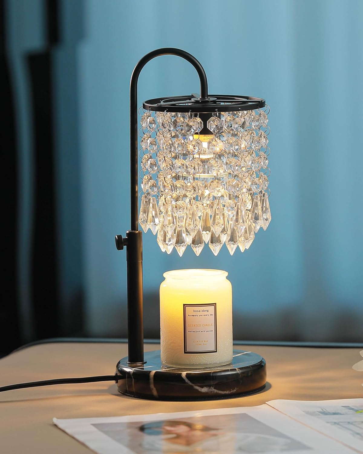 Candle Warmer Lamp with Timer Dimmer and 3 Bulbs, Lamp Candle Warmer with Marble Base,Wax Melt Warmer for Jar Candles, Birthday Gifts for Women Mom, House Warming Gifts New Home Decor