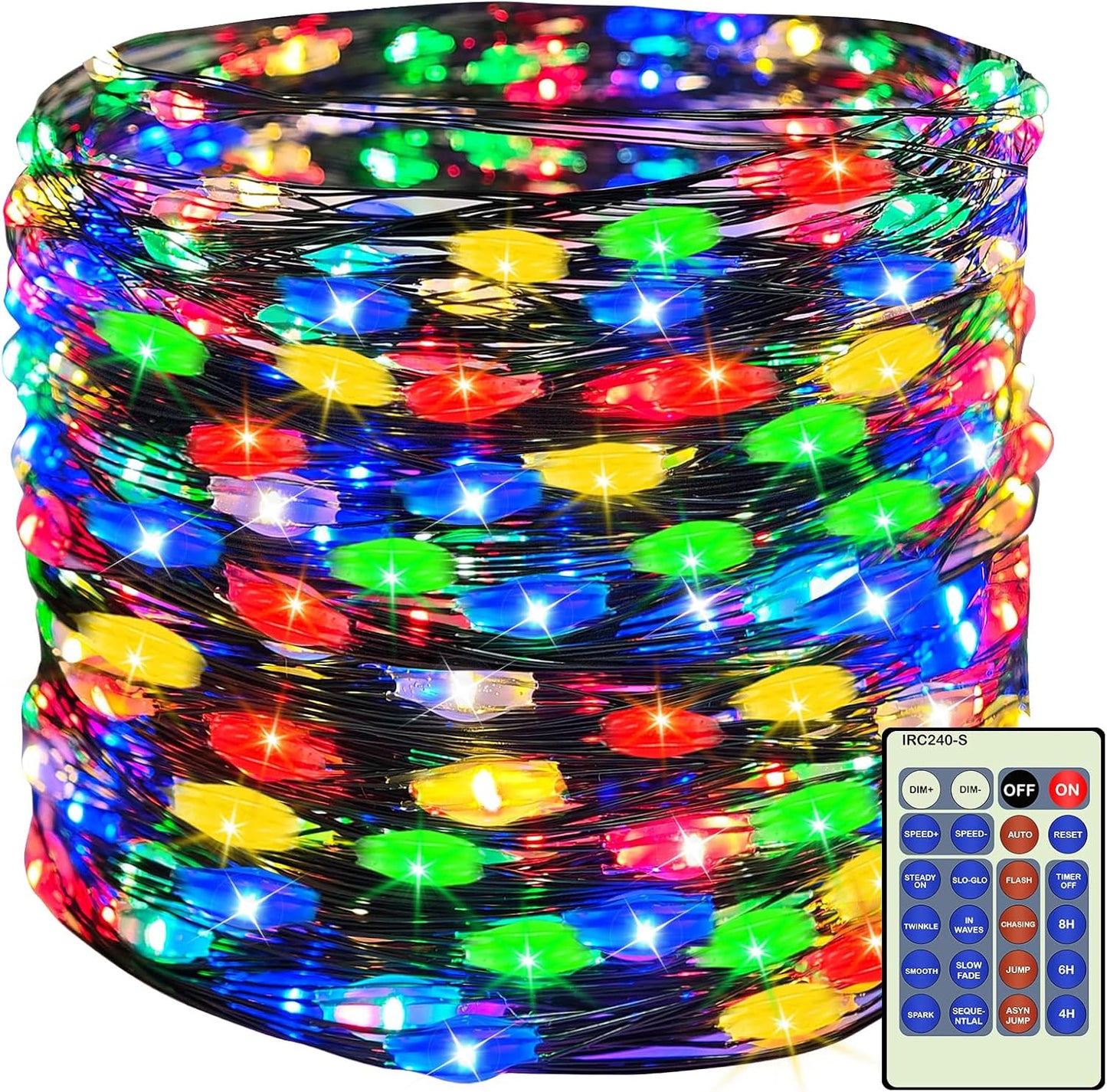 Decute 500LED 164FT Fairy String Lights Christmas Lights Green Copper Wire with Remote, Firefly Starry Light for DIY Christmas Tree Costume Wedding Party Table Centerpiece Decor Multicolor