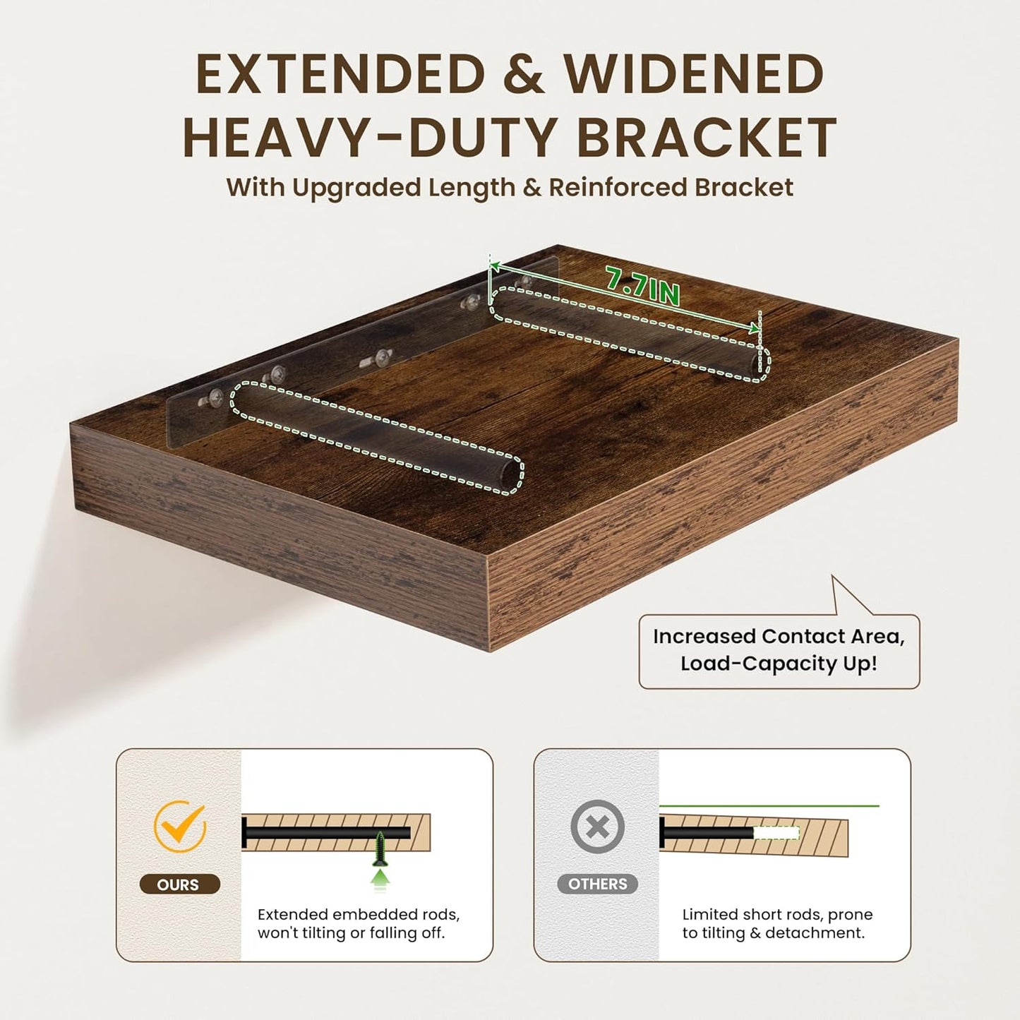 Deep Floating Shelves for Wall - 24 Inch Wide x 12 Inch Deep Floating Shelves - 24W x 12D Rustic Wood Wide Shelves for Room Wall - Laundry Shelf TV Shelf