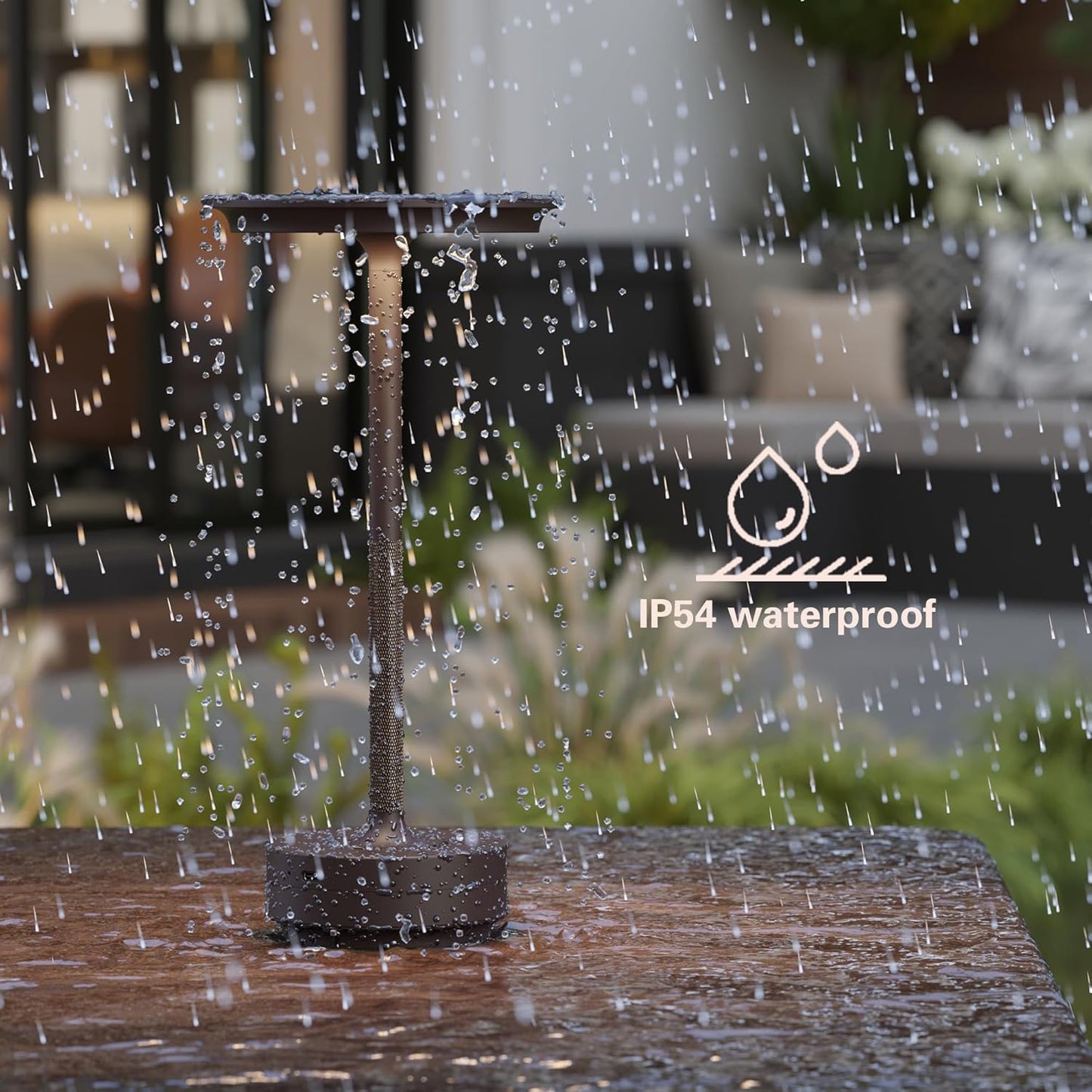 Cordless Table Lamp,USB Portable Rechargeable 5000mAh Outdoor LED Table Light,3 Levels of Brightness Infinitely Dimmable Touch Battery Powered Table Lamp,Dining/Patio/Nightstand(Brown)