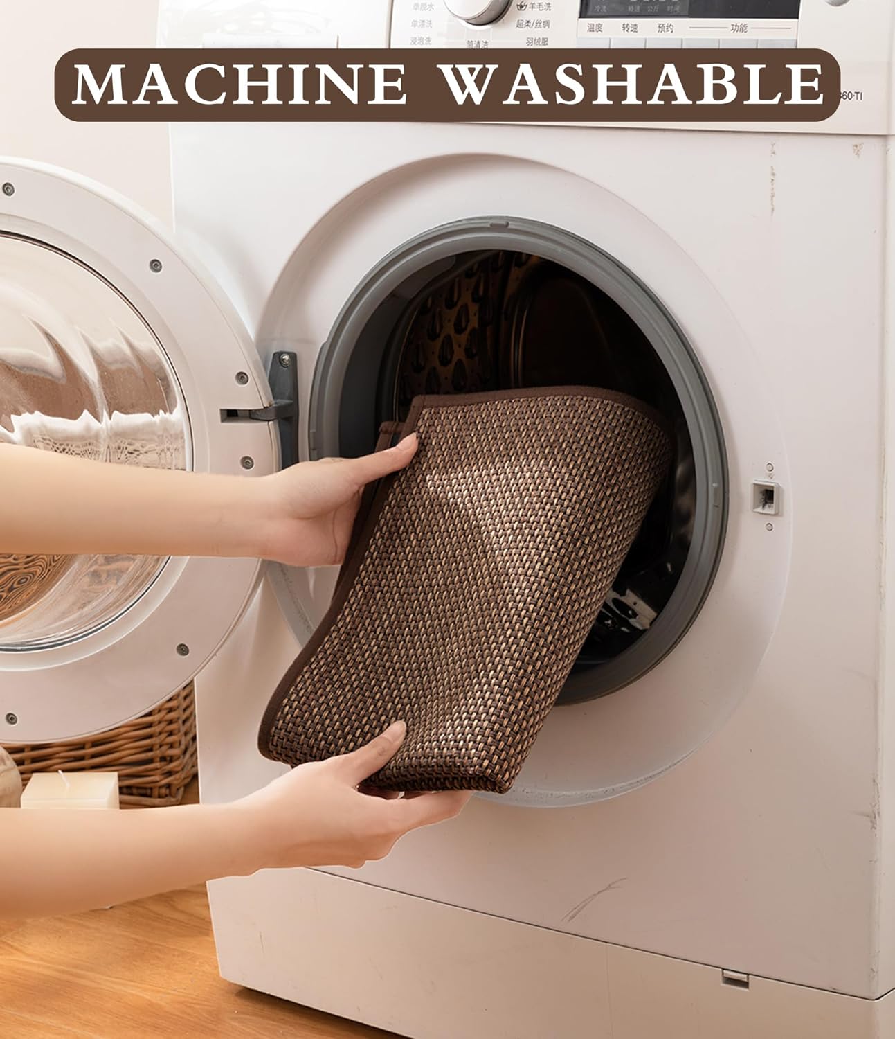 YIHOUSE Bathroom Rugs Sets 3 Pieces, Coffee Ultra Thin Bath Mats Fit Under Door, Absorbent Quickly Dry Rubber Backing Braided Bath Mat Set, Non Slip Washable Bath Rugs Mat for Bathroom Floor, Coffee