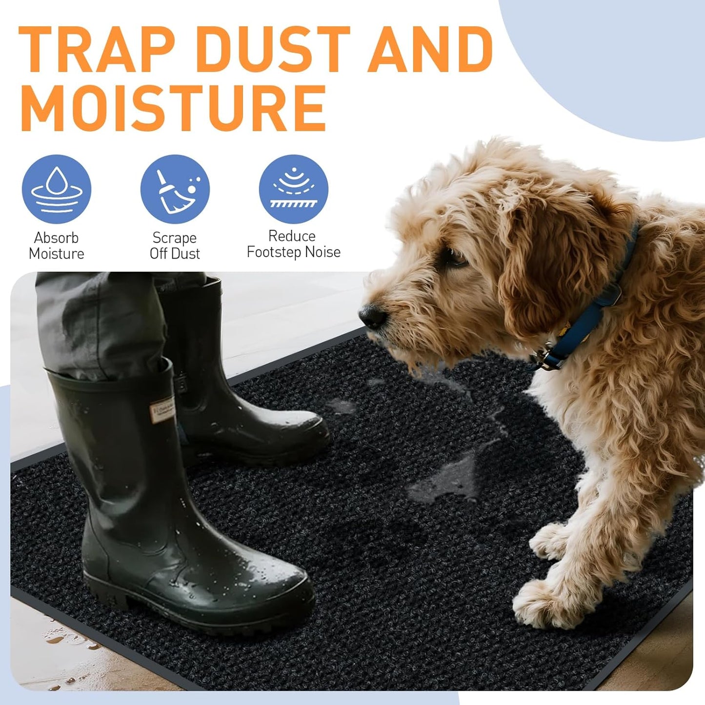 Front Door Mat Indoor Outdoor Entrance, 3ft x 15ft Non Slip Custom Size Outdoor Mat, Commercial Easy Clean Door Mat, Low-Profile Doormat Welcome Floor doormats, Resist Dirt for Front Door Patio Decor