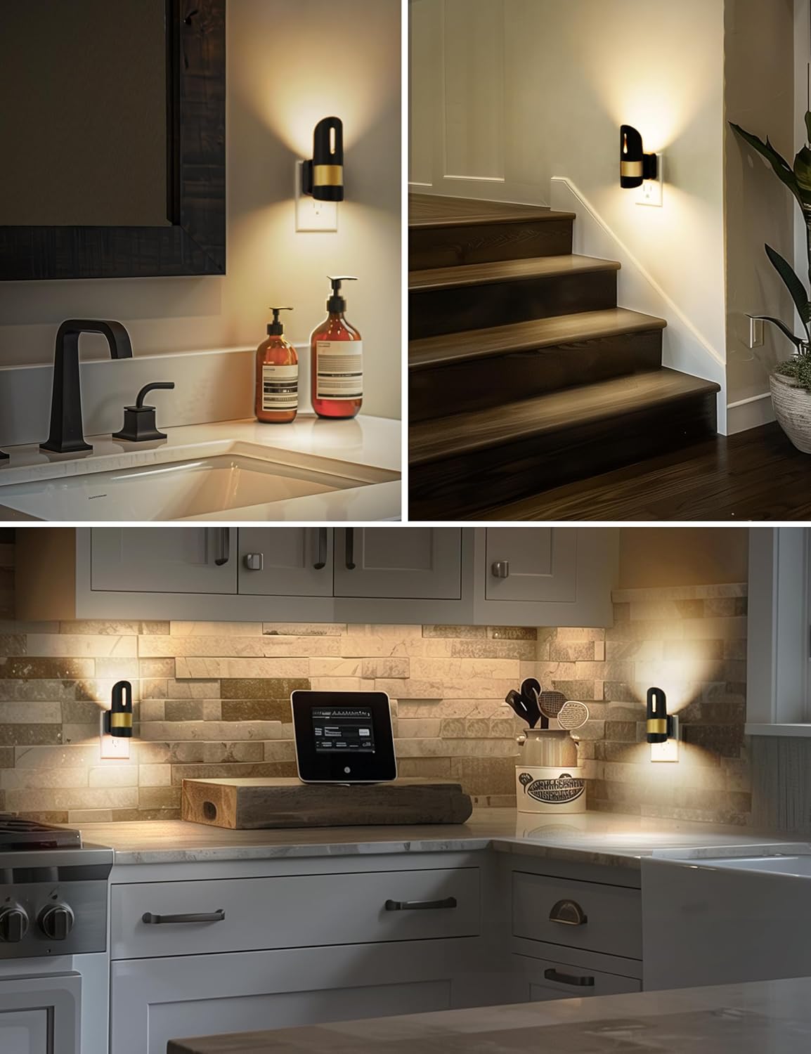 L LOHAS LED Night Lights Plug into Wall, [2 Pack] Dimmable Night Light with Dusk to Dawn Sensor,0-100LM Brightness Adjustable,3000K Soft White,Modern Nightlight for Adults Bathroom Hallway