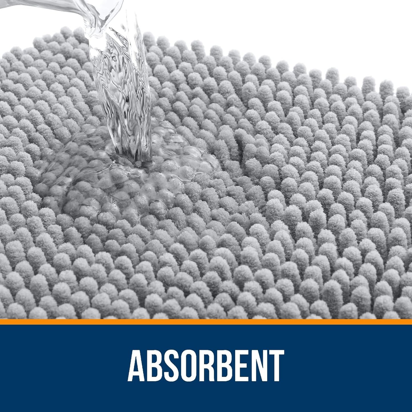 OLANLY Bathroom Rugs Sets 2 Piece, Soft Absorbent Chenille Bath Mats and U-Shaped Contour Toilet Mat Area Rug Set, Machine Washable Bath Carpet, Home Decor Accessories(24"x16"+24"x20", Light Grey)