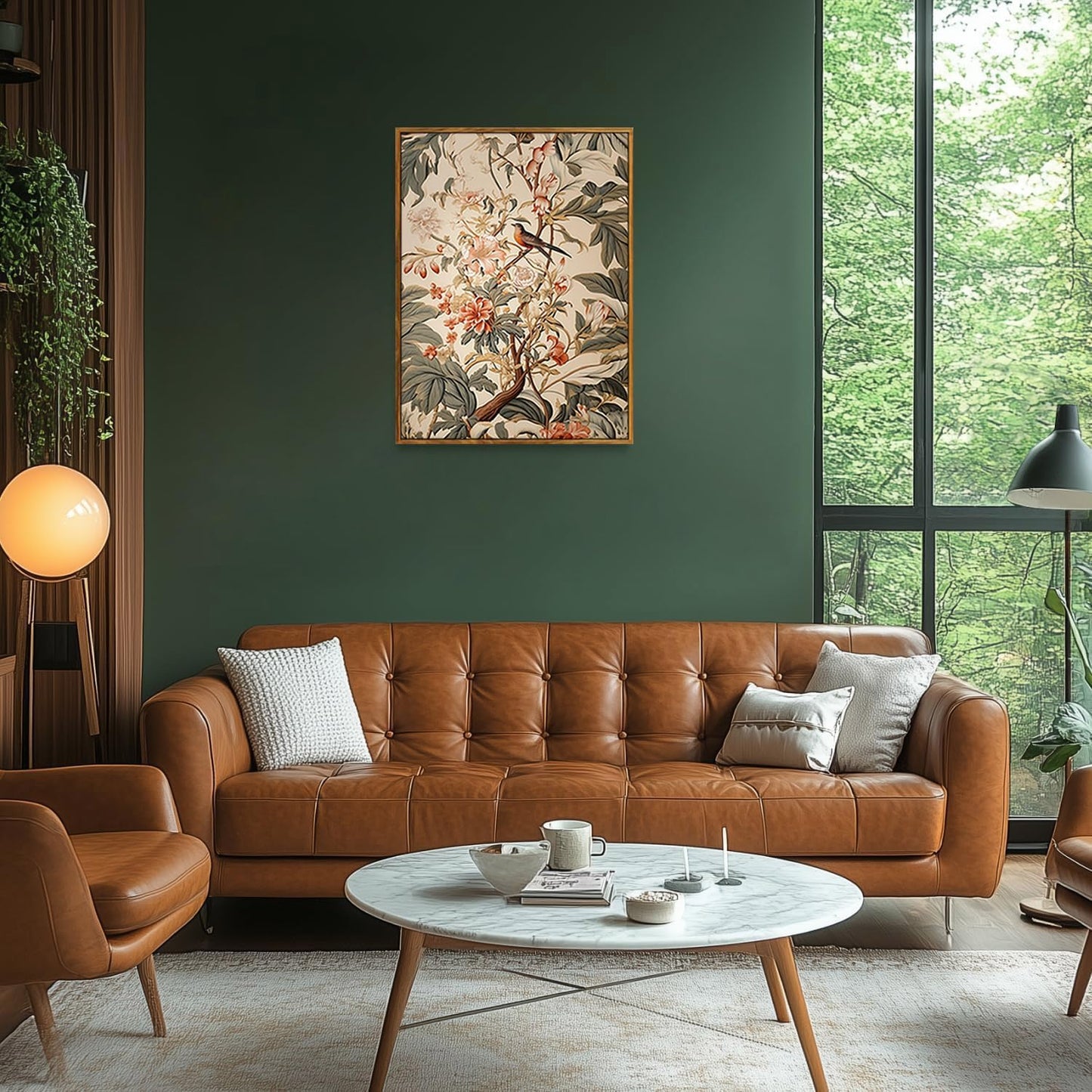 Djmwtb Framed Vintage Wall Art, Botanical Flower Wall Art,Birds Pictures Wall Decor,Nature Paintings Canvas Artwork Prints for Bedroom, Living Room 16x24in