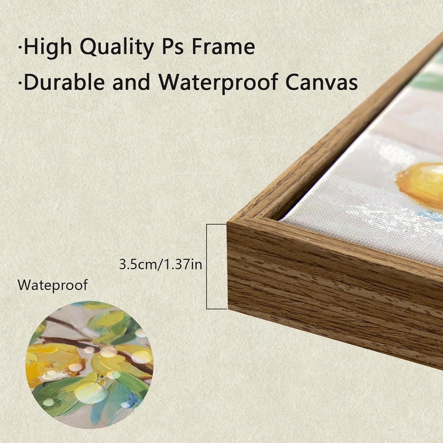 Framed Vintage Kitchen Wall Art, hand-painted Yellow Lemon Still Life Wall Decor Oil Paintings, Rustic Farmhouse Artwork Canvas Prints and handmede Pictures for Living Room Bedroom Home Decor 17x17 In