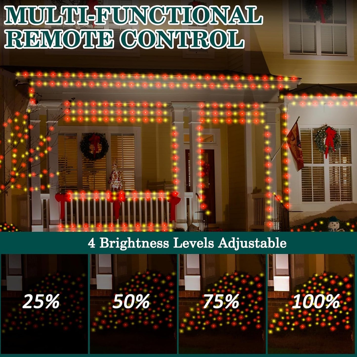 HYH Christmas Lights Outdoor String Lights 500LED 164FT Multicolored Xmas Plug in Fairy Lights Waterproof with Remote for Outside Bush Tree Decor Garden Patio Indoor Balcony Christmas Party